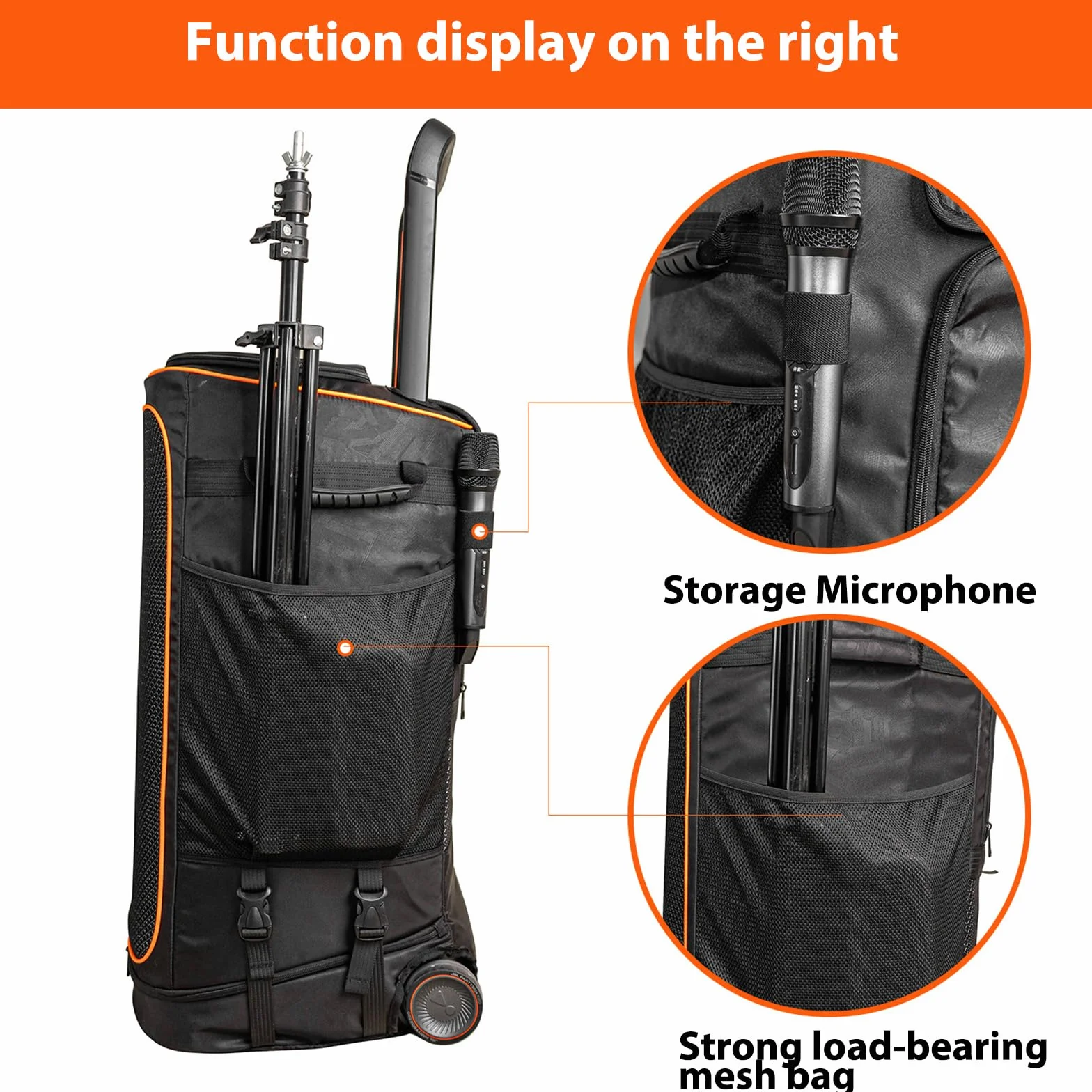 Bolsa de carro para JBL PartyBox 520 - Funda protectora con ruedas y asas, almacenamiento portátil para altavoces y accesorios, bolsa de viaje duradera para DJs, fiestas al aire libre y