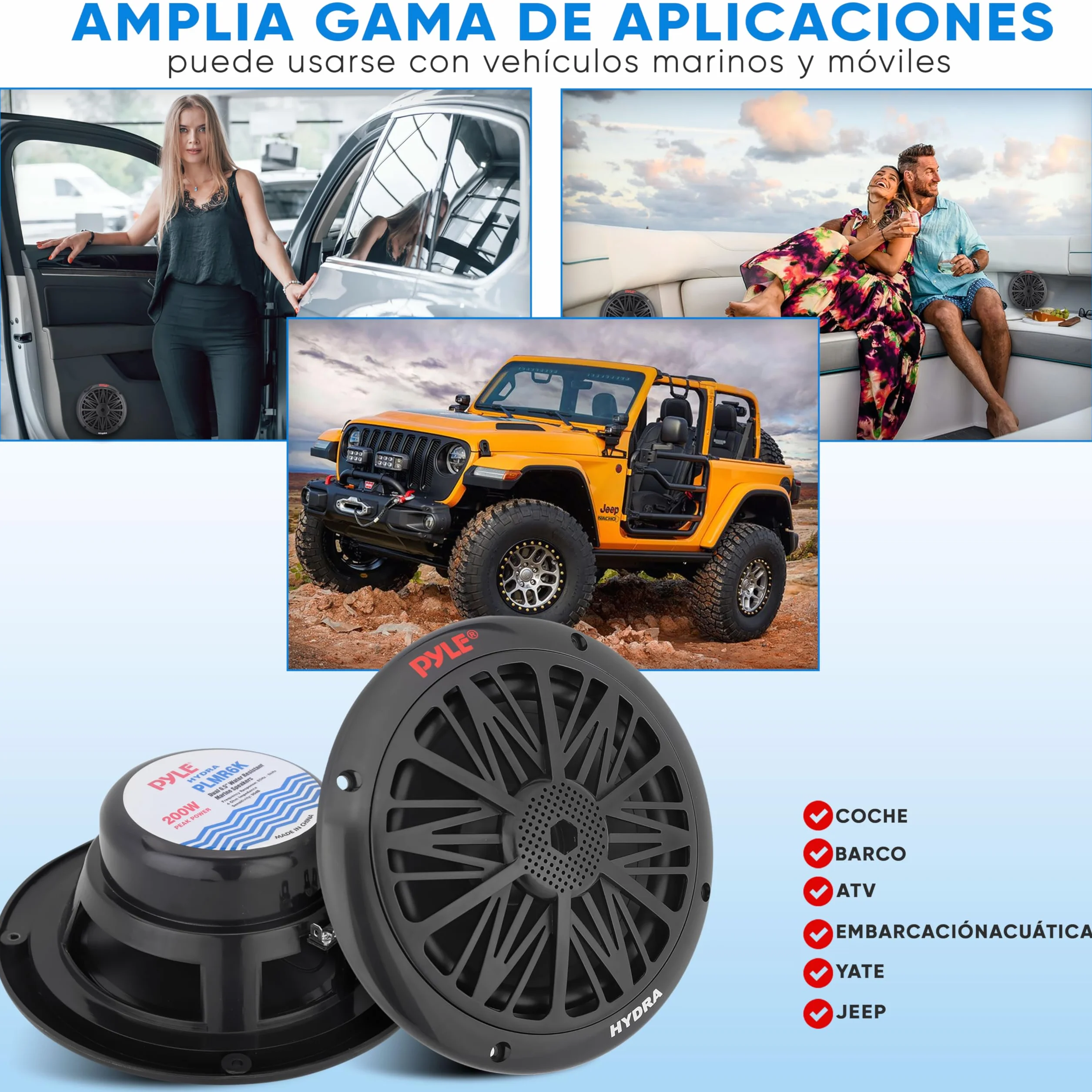 Pyle par de altavoces marinos de 6.5", 600W, resistentes al agua y a la intemperie
