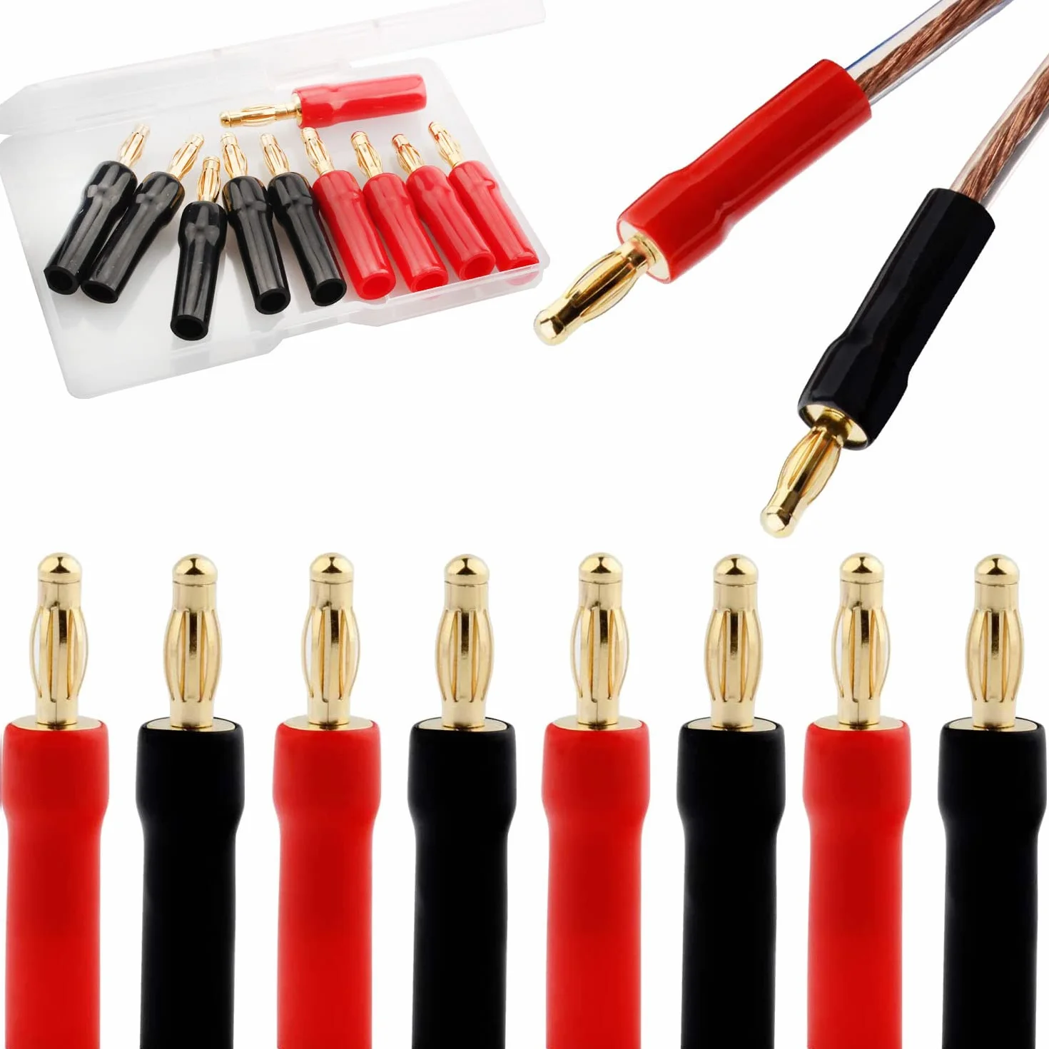 RUNCCI-YUN 10 Piezas Conector Banana de 4 mm, Chapado en Oro, Altavoz Audio Hifi