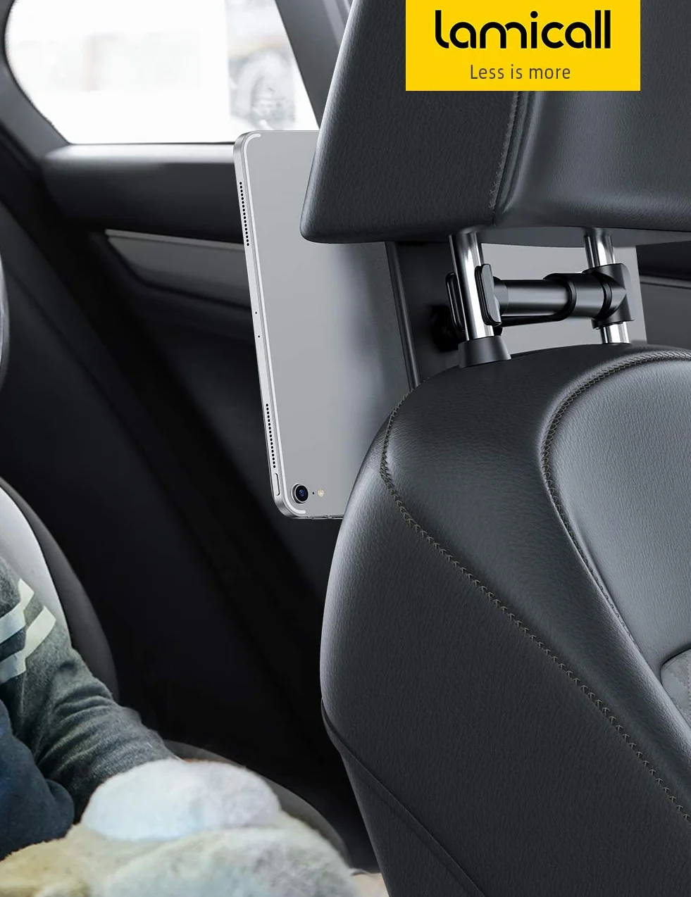 Lamicall Soporte universal para tablet para coche, soporte para reposacabezas de coche para iPad Air Mini 5 4 3 2 Pro 9.7, 10.2, 10.5, 11, Samsung Tab, Tablet y Smartphone de 4,7-11 pulgadas