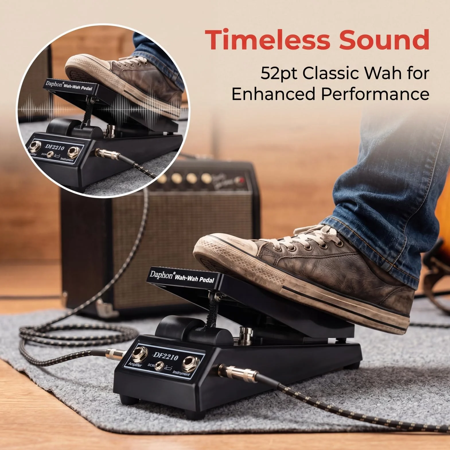 Naroote Pedal Wah, DF2210 Pedal Wah-Wah clásico Pedal de Efecto de Guitarra Wah