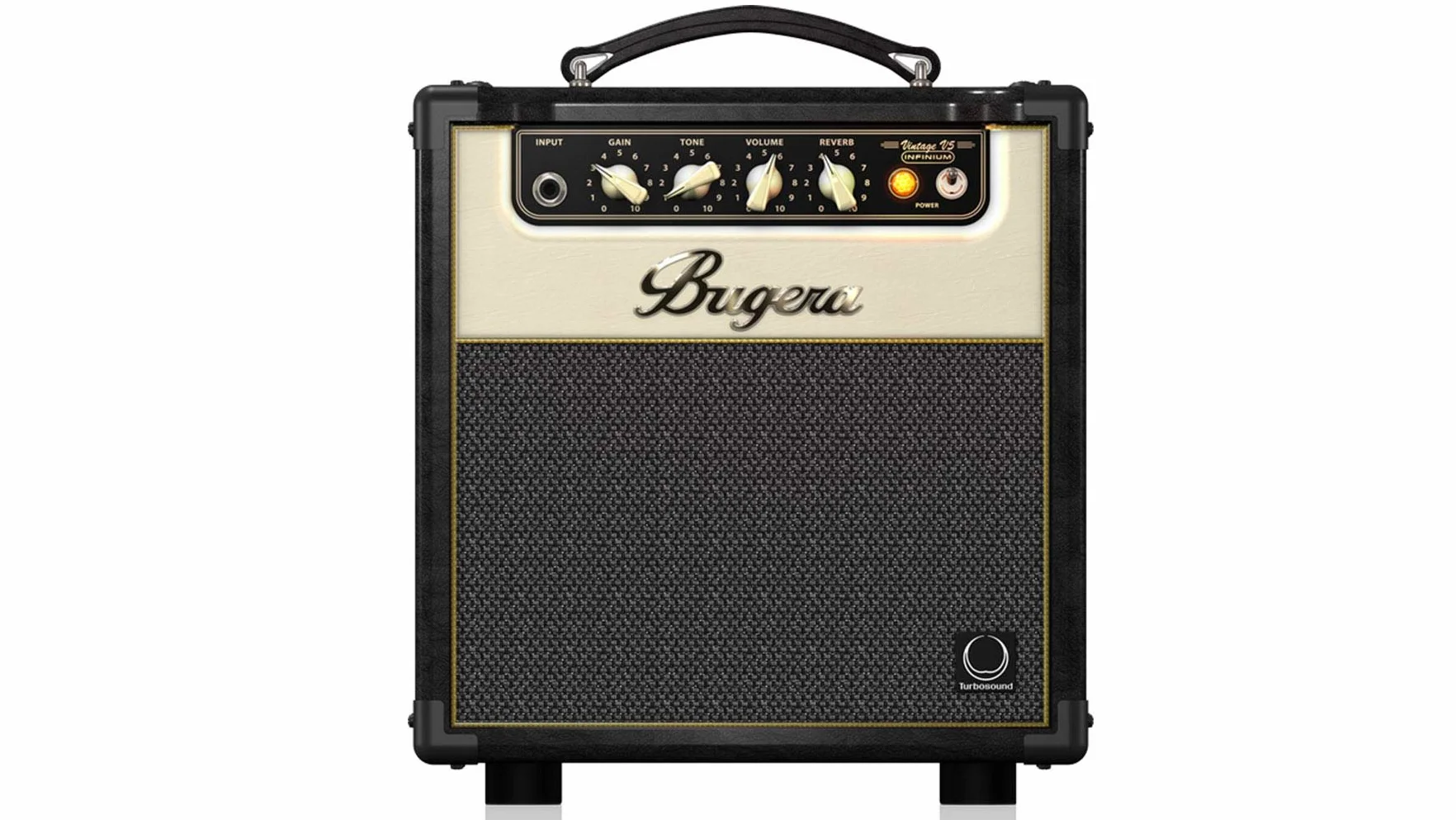 Combo de amplificador de válvulas Bugera V5 INFINIUM de 5 vatios Clase A con multiplicador de vida útil de válvulas INFINIUM, altavoz Turbosound original, reverberación y atenuador de potencia