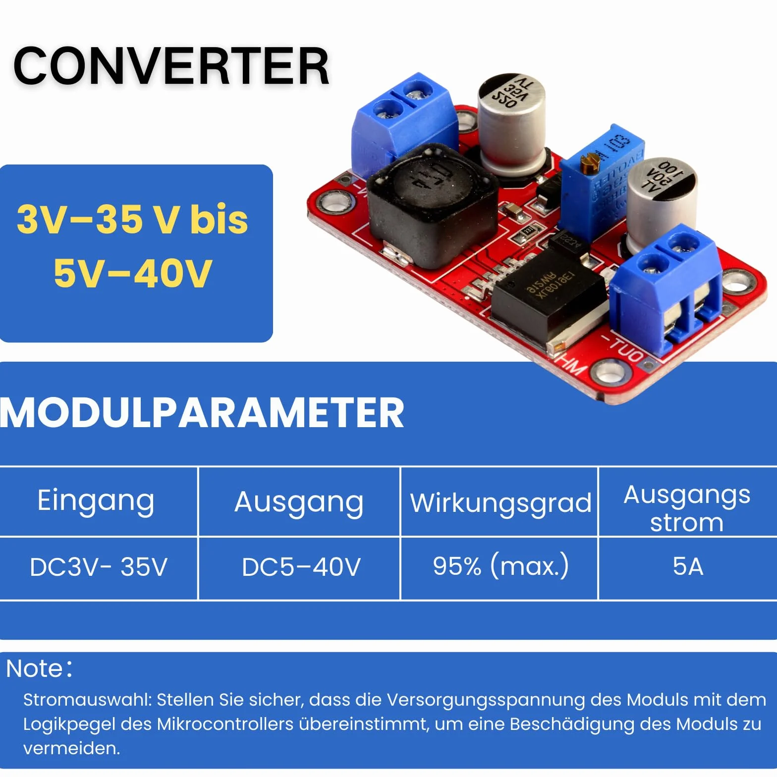 DC-DC Boost Converter DC 3V-35V a 5V-40V Voltaje de salida ajustable Boost Converter Módulos adaptadores de corriente (3 pack)