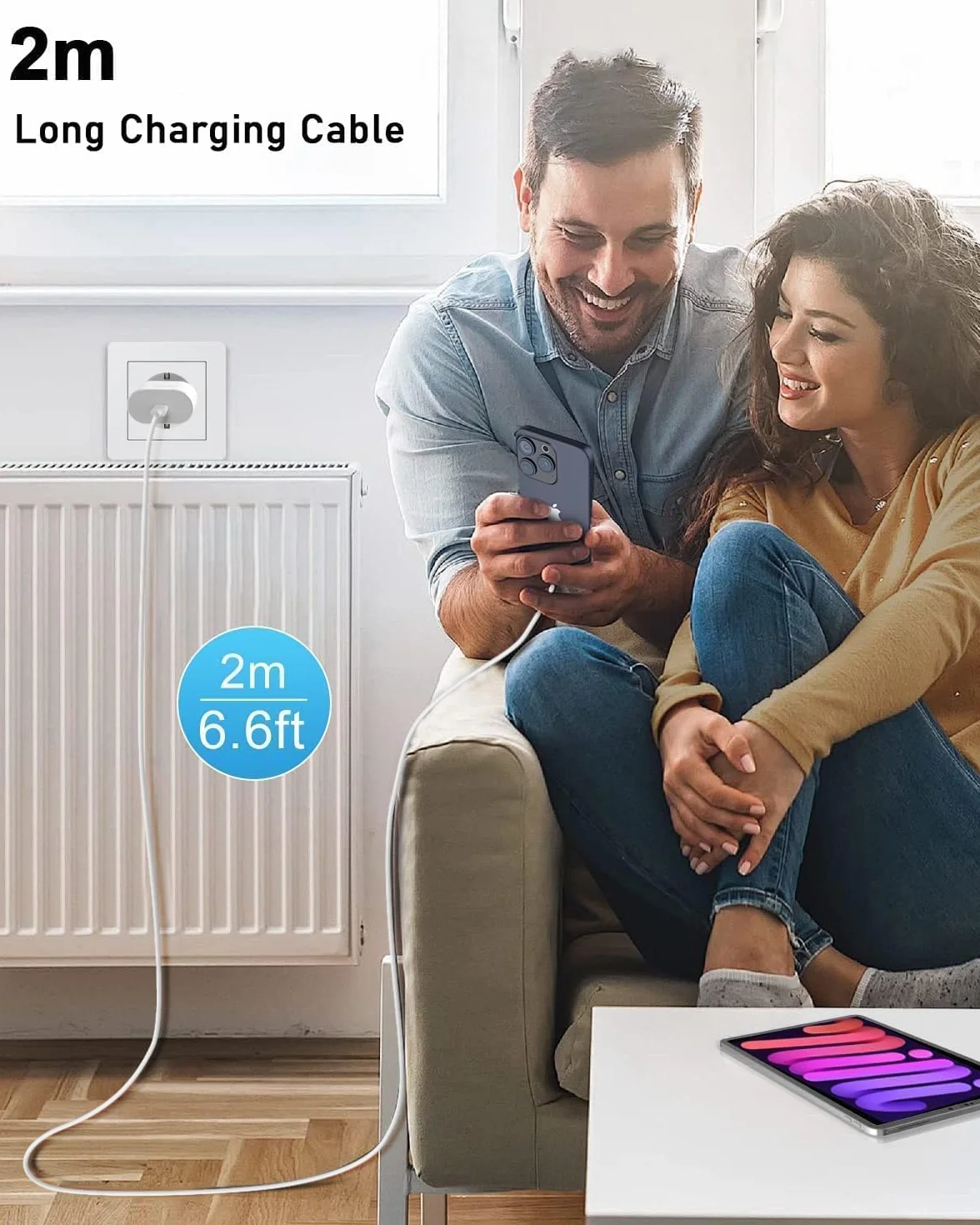 Cargador Carga Rapida for iPhone 14/14 Pro/14 Pro Max/14 Plus 13 12 11 SE XR X XS 8, 25W USB C Carregador Enchufe Rapido con 2M Cable