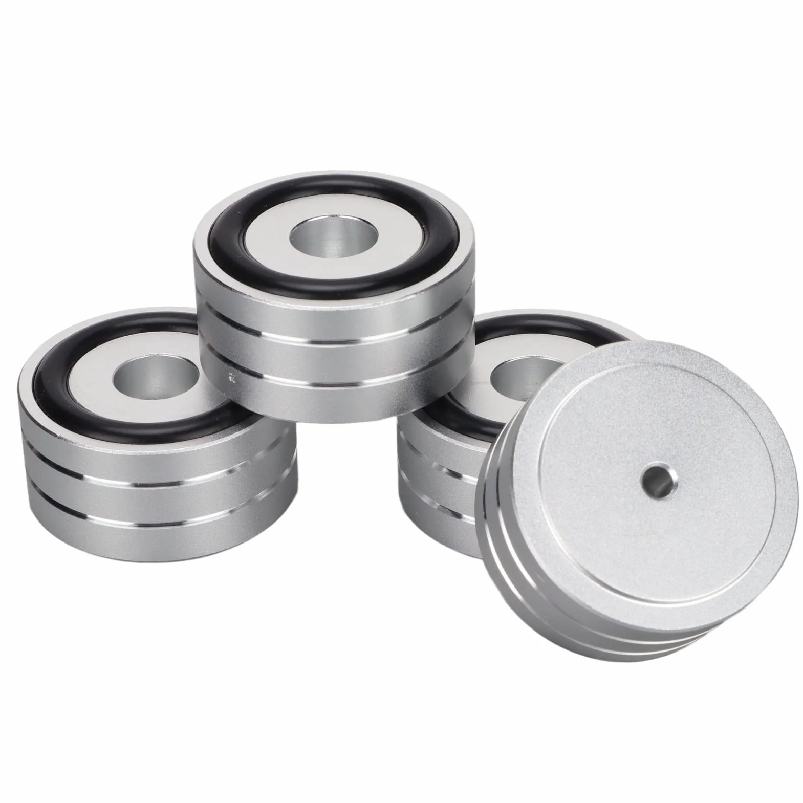 Pie de Soporte de Punta de Aislamiento de Altavoz, 4 Piezas 40x20 Mm Almohadilla de Pie de Aislamiento de Altavoz de Aluminio, Pie de Aislamiento de Tocadiscos HiFi de Goma Antideslizante, para(Plata)