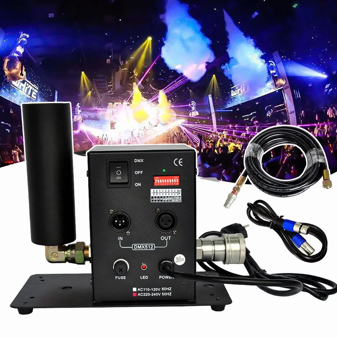 MáQuina De Chorro De Co2 Con Efecto De Escenario, MáQuina De Columna De Aire De Co2 De Un Solo Tubo, CañóN De Niebla De Co2 Dmx512, Altura Del Chorro De 7 A 8 Metros, Para Escenario,Fiesta,Boda