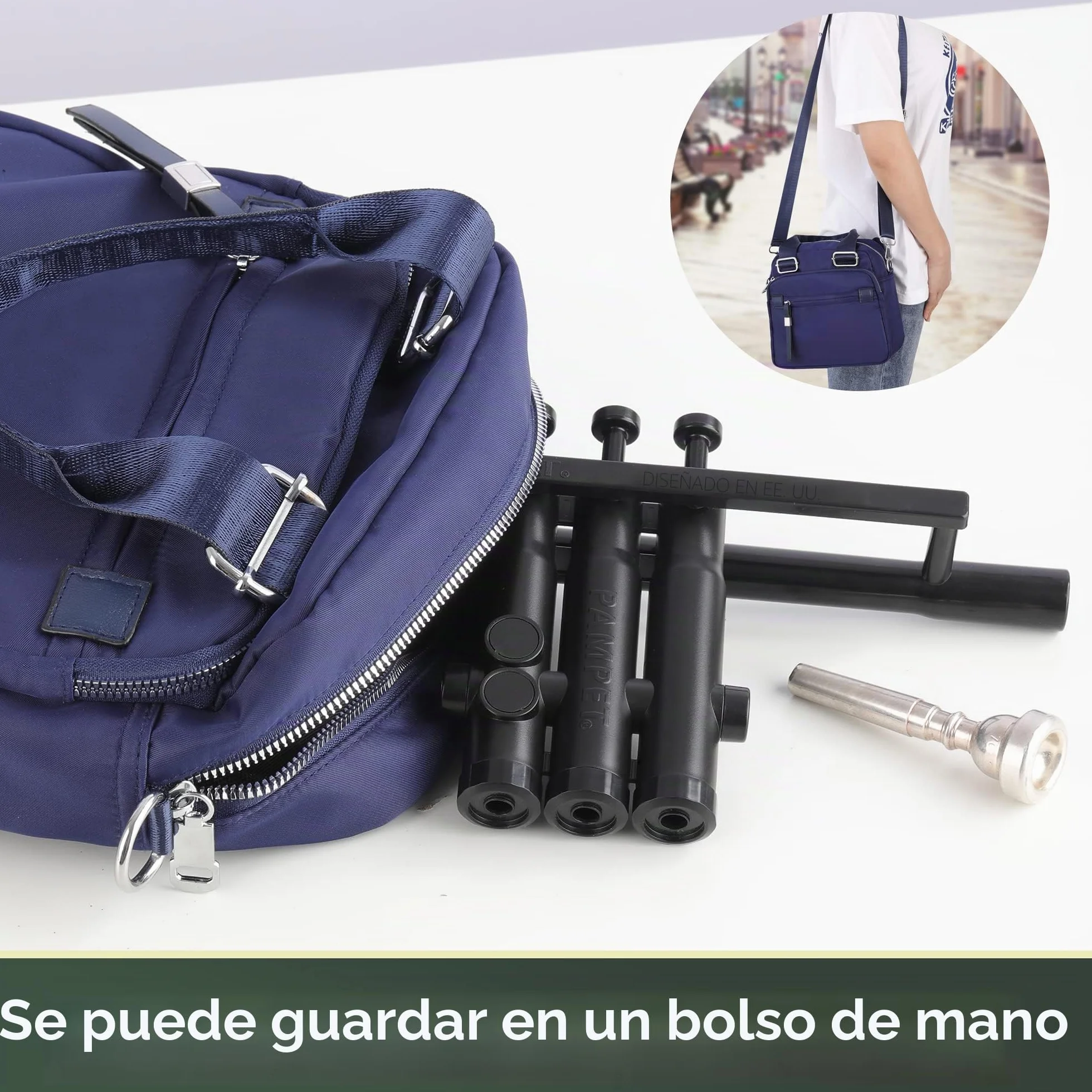 PAMPET - Dispositivo de entrenamiento para trompeta Si bemol, Negro