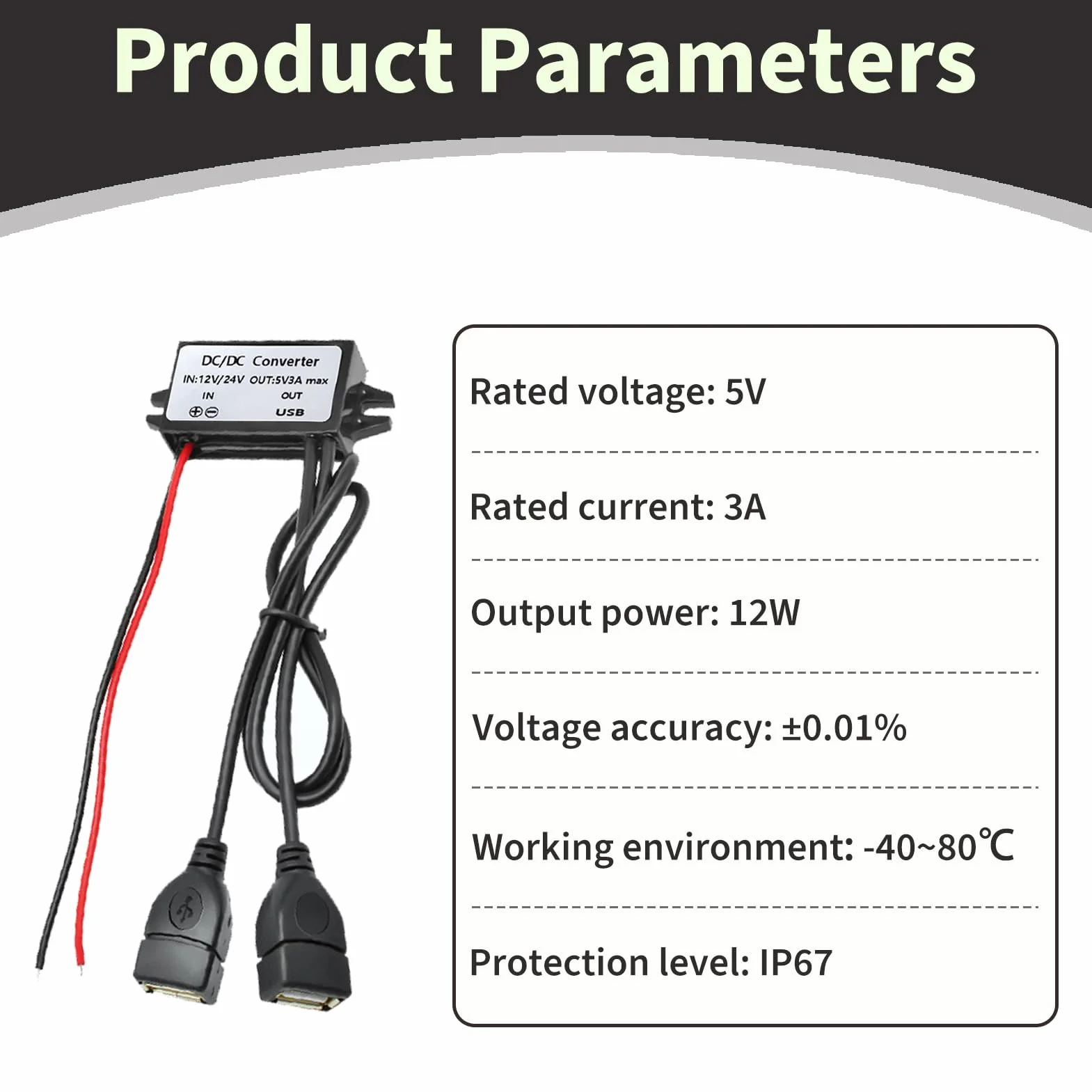 Módulo Convertidor DC 12V a 5V 3A, Convertidor Voltaje Coche USB, Módulo con Doble Puerto USB, Adaptador para Coche, Cargador Teléfonos, Radio, Audio, Panel Solar, Equipos Industriales y Más