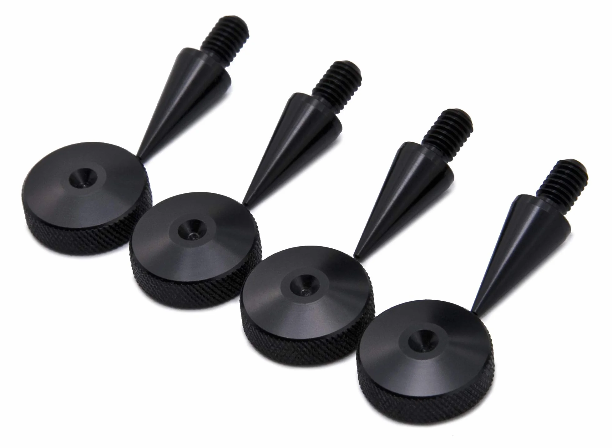 PrecisionGeek Aluminio Anodizado Negro Puntas de Desacople para Altavoces Conjunto de Cuatro