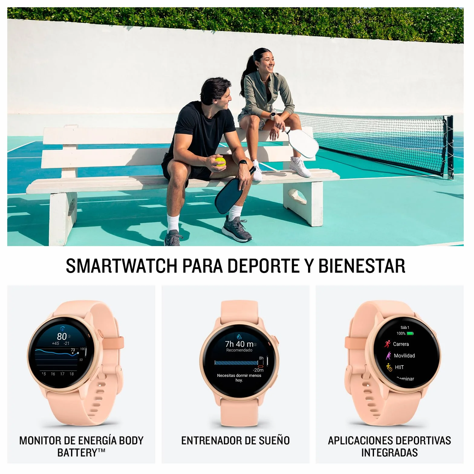 Garmin Vívoactive 6, Smartwatch con GPS, Pantalla AMOLED, Funciones Esenciales de Salud, Entrenamientos de Movilidad, Entrenamiento avanzado del sueño y hasta 11 días de autonomía, Blanco