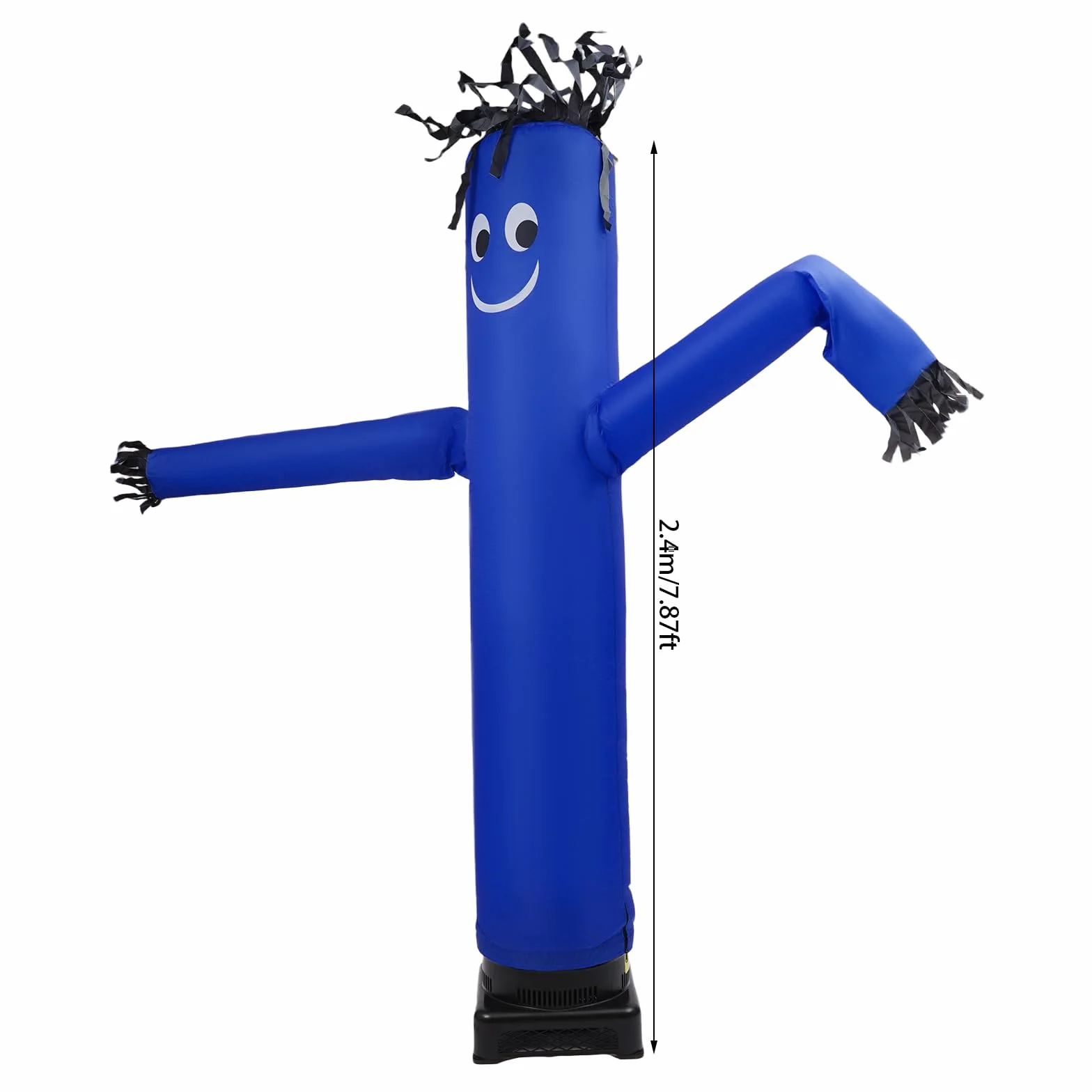 Juego de muñeco de manguera inflable con ventilador de 550 W, 2,1 m, plegable, divertido tubo publicitario (azul, negro)