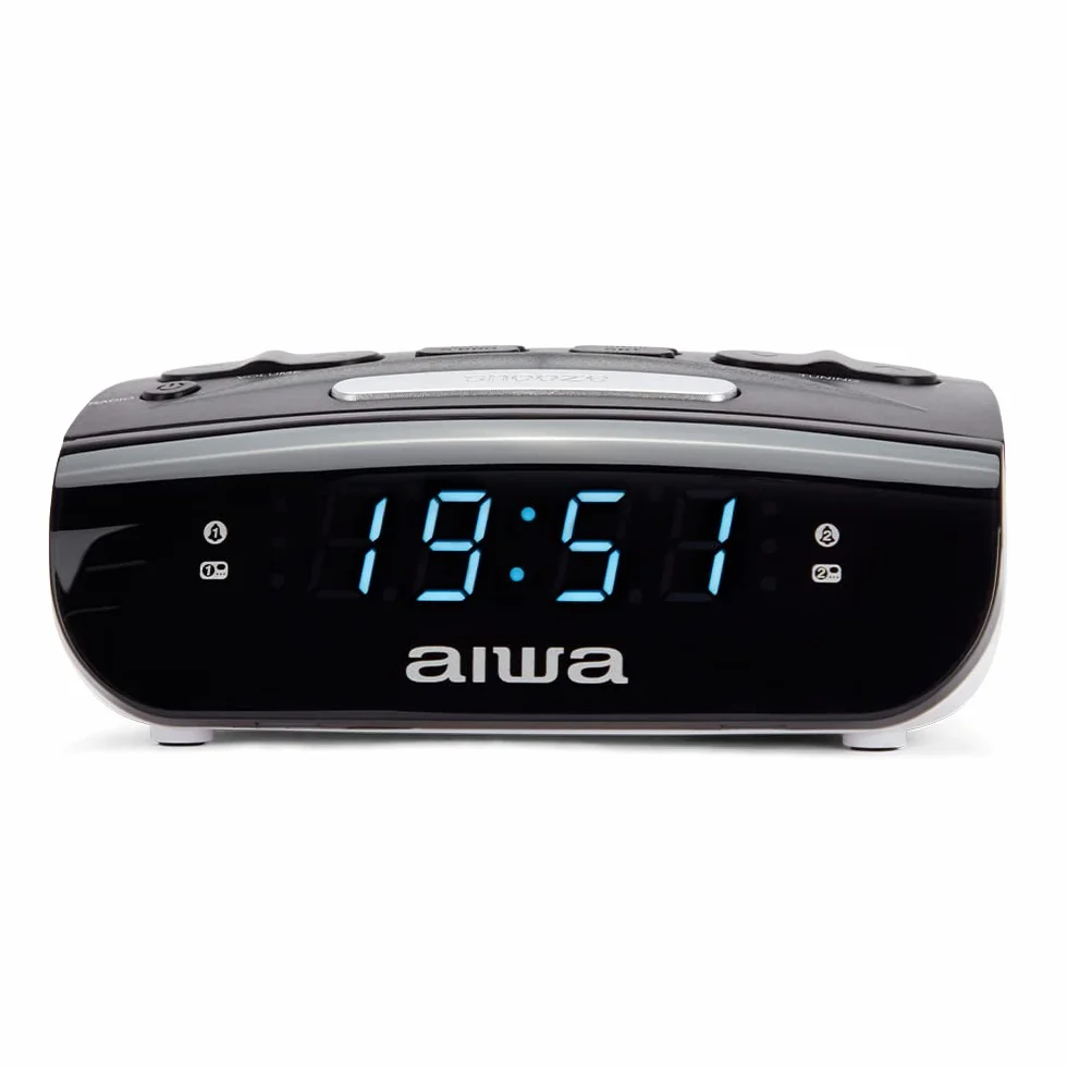 Aiwa CR-15: Radio Reloj Despertador, Pequeño, con función Snooze & Sleep, Despertador por Radio o Alarma
