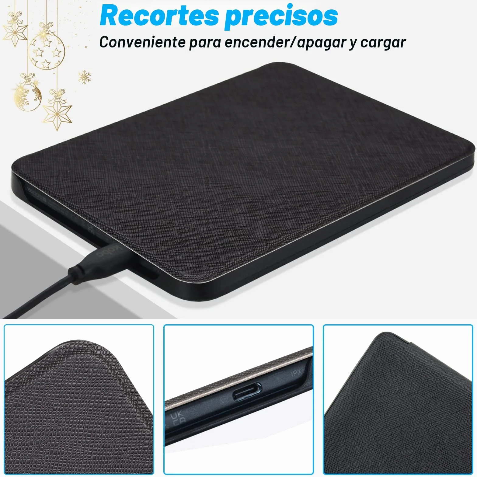 DMluna Funda para Kobo Clara Colour/BW/2E, Tolino Shine Colour/Shine 5/4, Cubierta de Cuero PU Premium, Auto Sleep/Wake, Negro