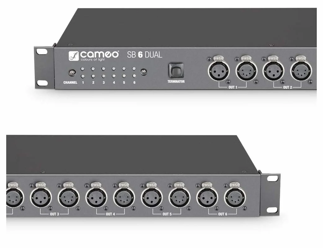 Cameo SB 6 DUAL - Distribuidor DMX de 6 canales (3 pines e 5 pines)