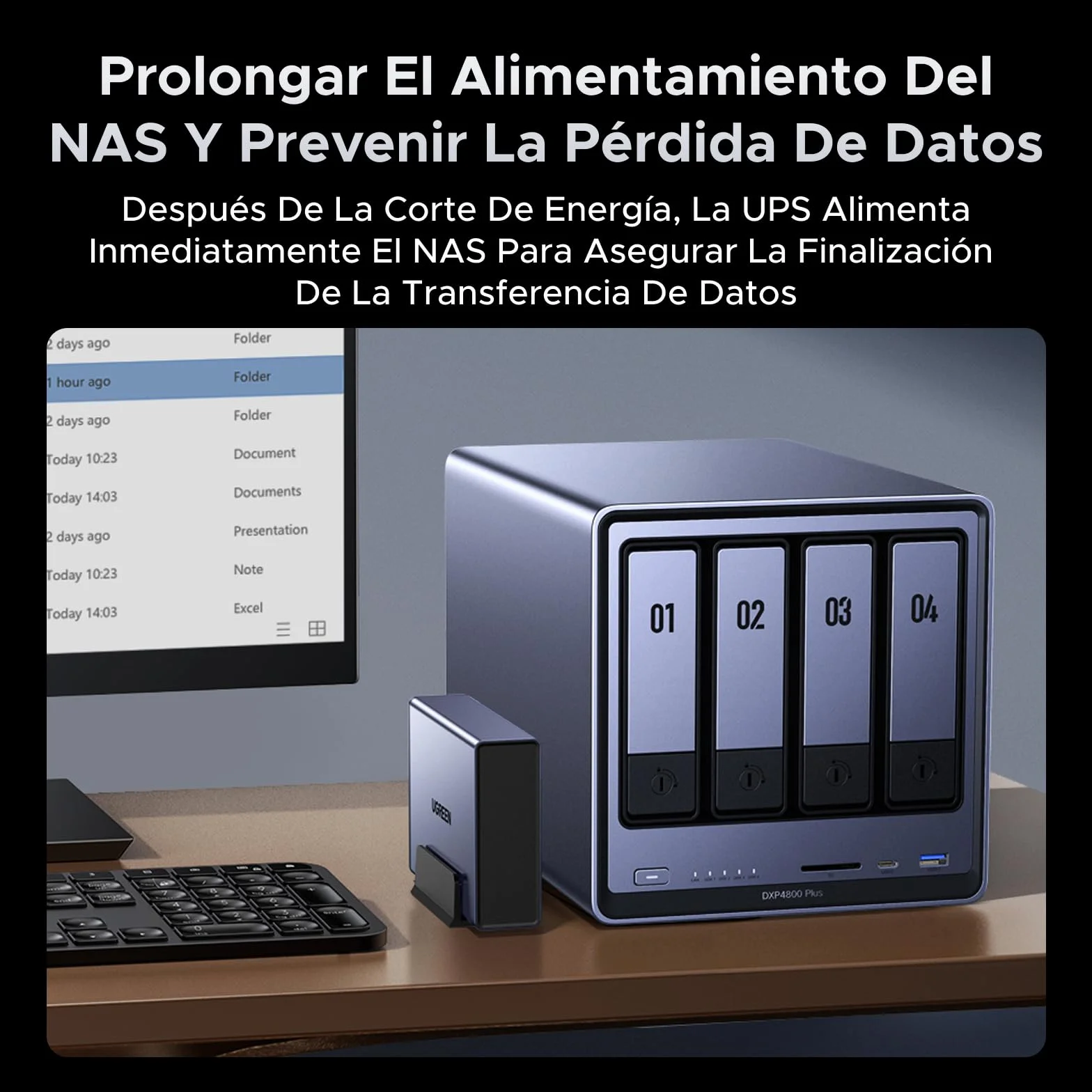 UGREEN NAS UPS, Respaldo de batería CD 120W, Protector contra sobretensiones, 12000mAh, Compatible Exclusivamente con NAS DXP2800/2800GT/4800Pro/4800Plus, DH2300/4300 Plus,DXP480TPlus
