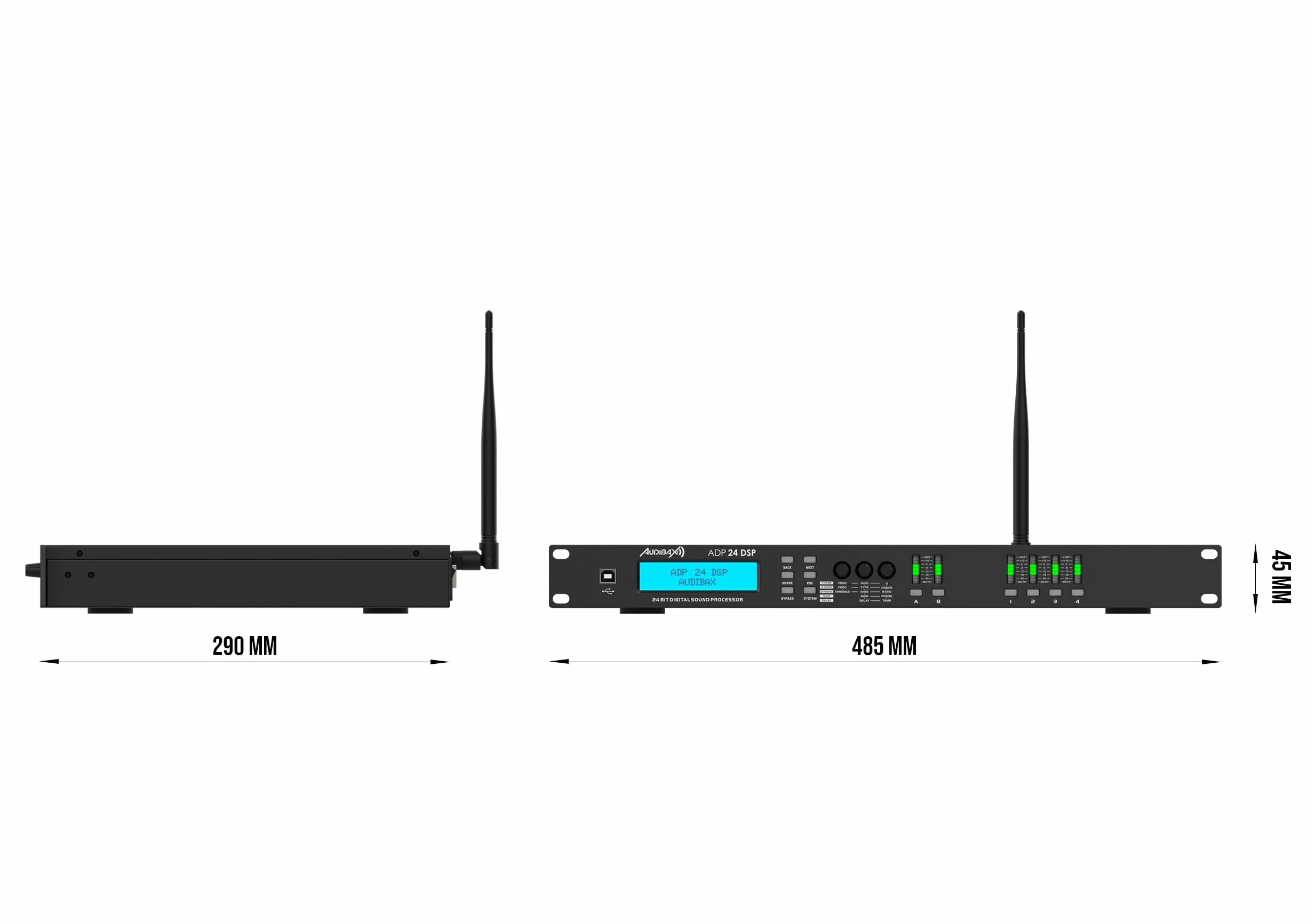Audibax ADP 24 DSP Procesador de Sonido/Crossover Digital 19" 4 Canales de Salida