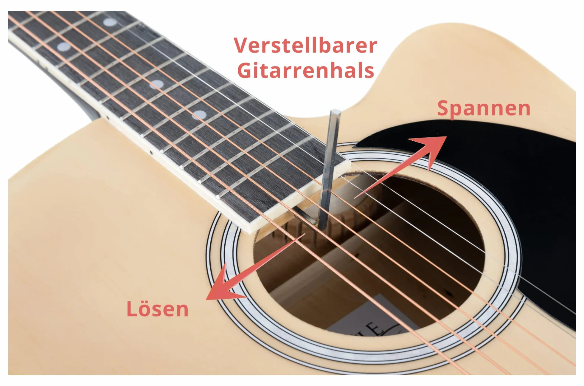 Rocktile WSD-8CE-NT Slim Line Set de Guitarras Western - Guitarra Acústica Dreadnought - Westernguitarra con Pastilla en Set Incluye Funda, Correa, Cable, Cuerdas de Repuesto y Púas - Natural