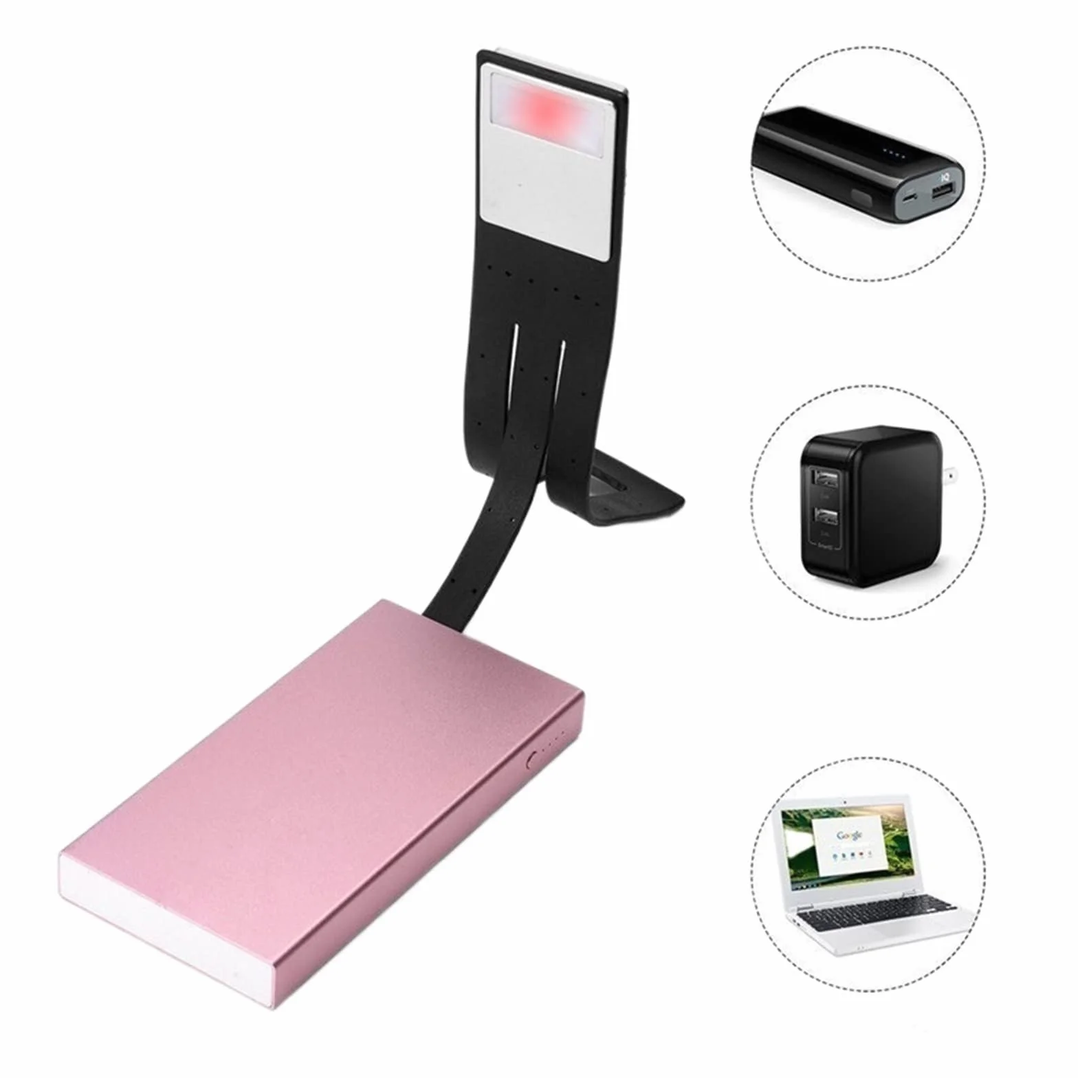 Lampara Libro Luz de Libro de Lectura LED portátil con lámpara Recargable USB de Clip Flexible Desmontable para lectores de Libros electrónicos Kindle