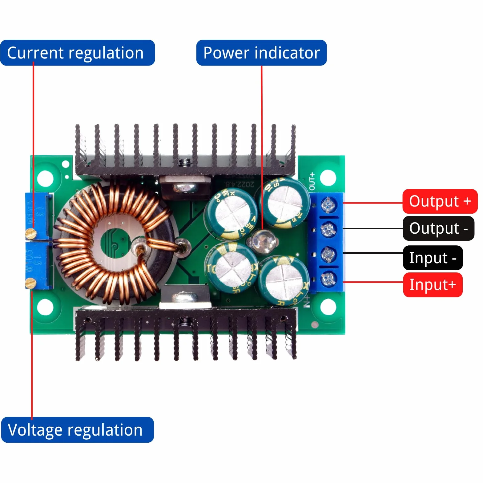 Buck Converter DC-DC Convertidor 7-40V a 1.2-35V Fuente alimentación ajustable 300W Buck Converter 12V 24V Módulo de Potencia