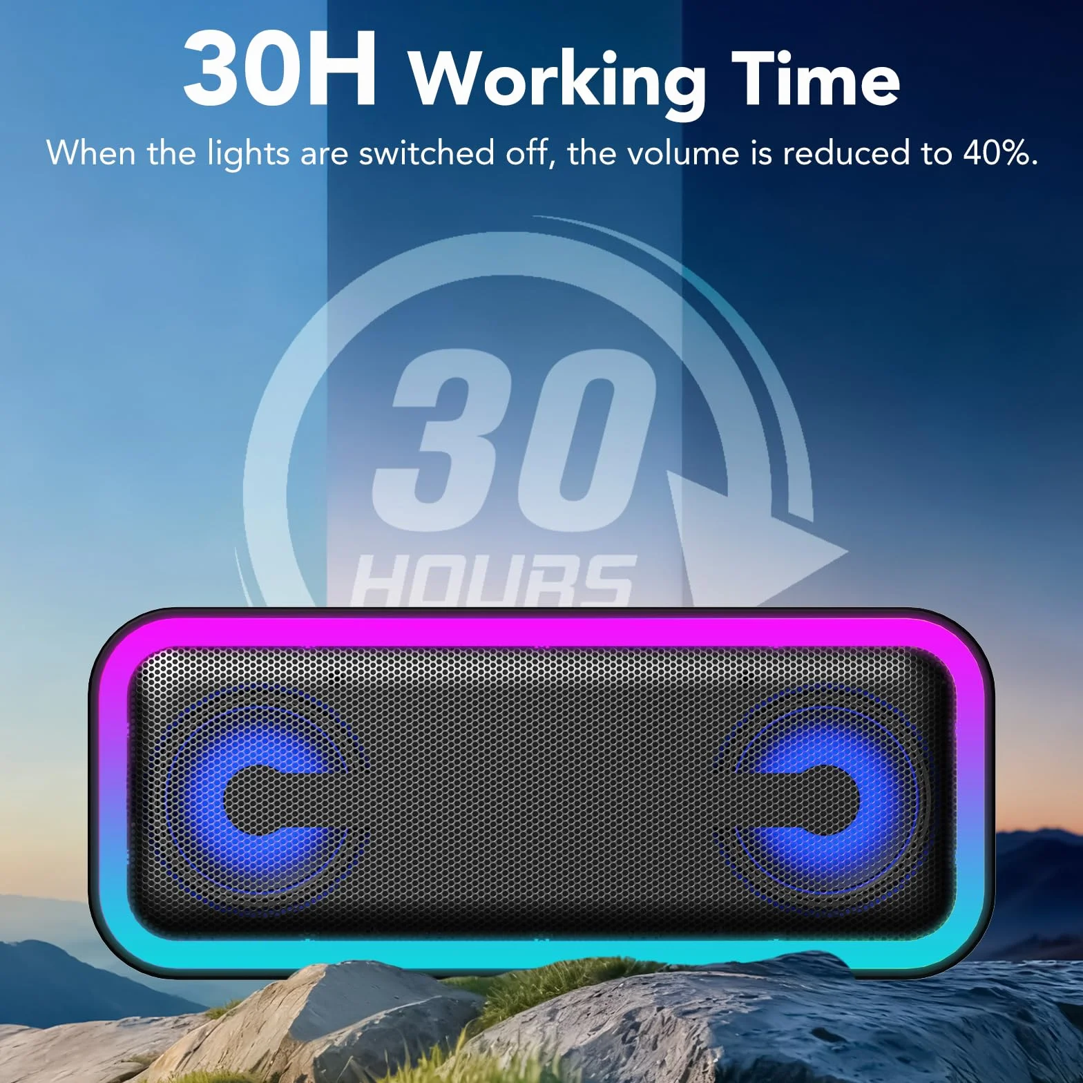 Altavoz Bluetooth 40W Portátil IPX7 TWS RGB 30H
