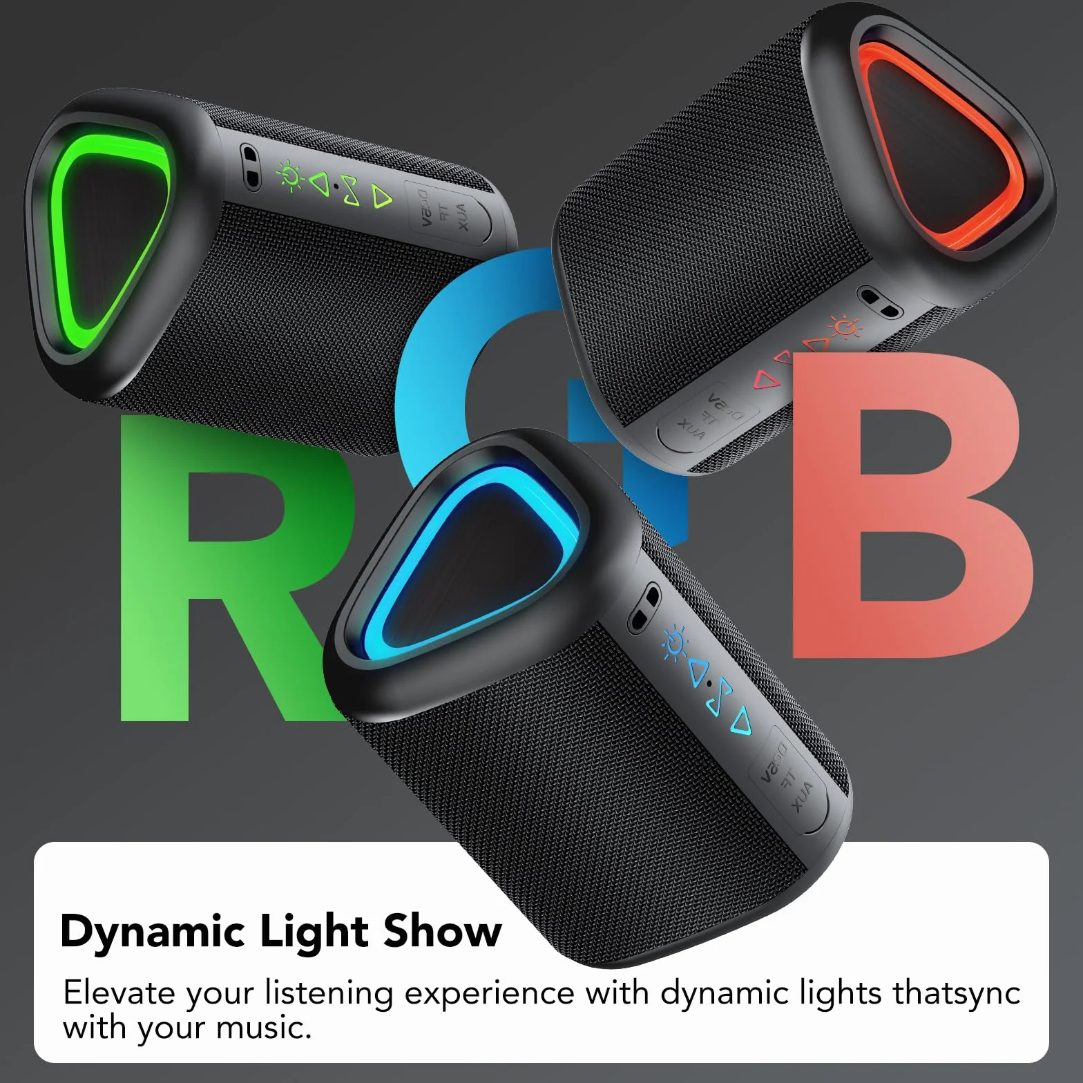 Altavoz Bluetooth Portátil Potente Inalámbrico con Luz LED, Bluetooth 5.4, 24 Horas, Graves Mejorados, 360° Sonido Estéreo, Impermeable IPX7, Speaker de Exterior para Viajes/Deportes/Fiestas/Ciclismo