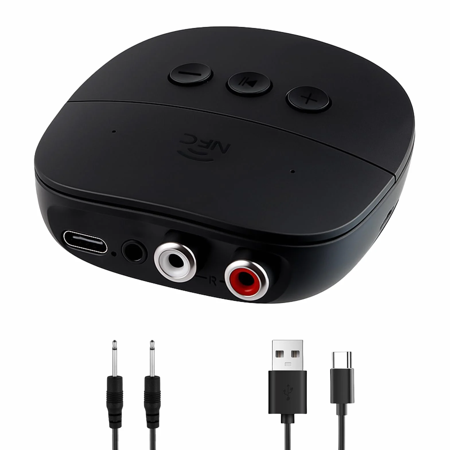 Receptor Bluetooth 5.2 con conector AUX de 3,5 mm y entrada RCA, adaptador de audio Bluetooth 5.2 para estéreo, altavoz, amplificador, audífonos, extensión NFC