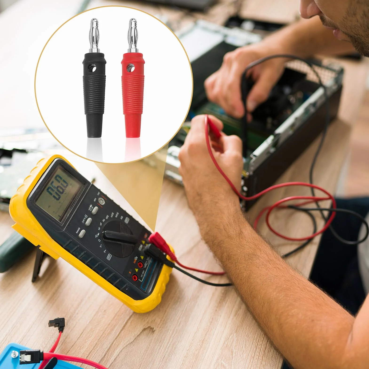 Conectores banana 4 mm 20 A tipo tornillo apilables sin soldadura rojo negro para altavoces