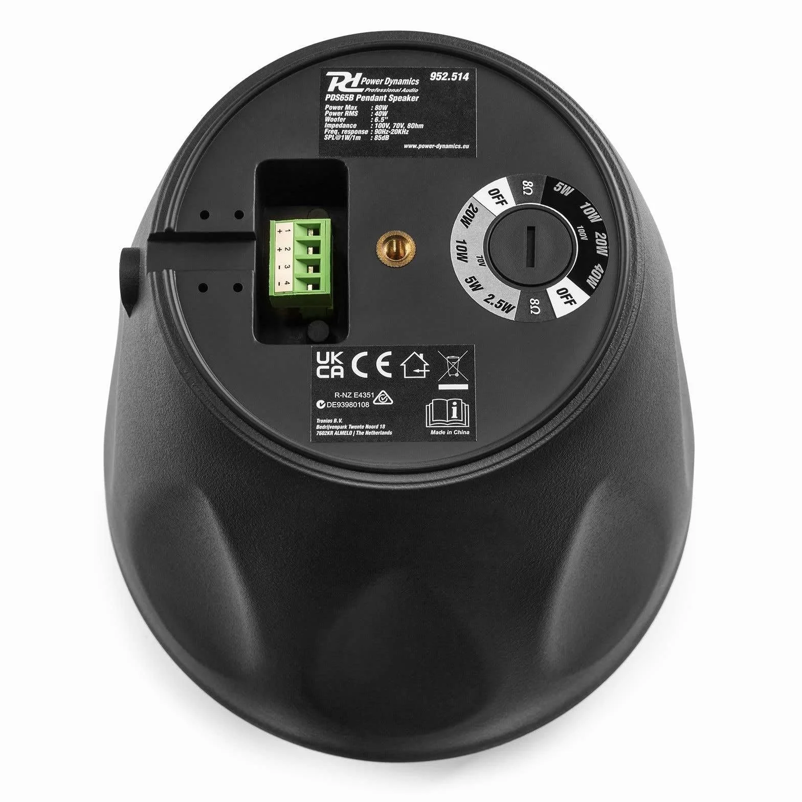 Power Dynamics 952.514 PDS65B Altavoz Colgante 100V 6,5” Negro