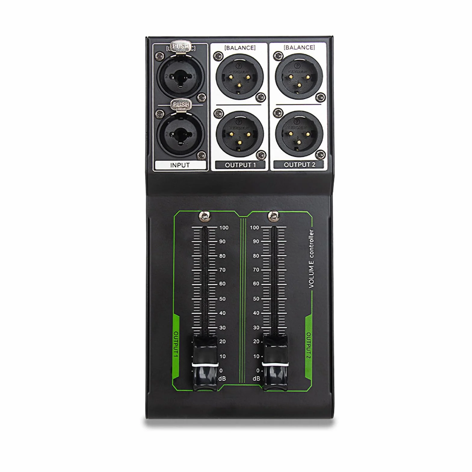 Controlador de Volumen Pasivo, 1 Entrada 2 Salidas Todo Metal Sin Pérdidas Controlador de Volumen Estéreo Preciso Plug and Play para Estudio y de Sonido doméstico(Negro)
