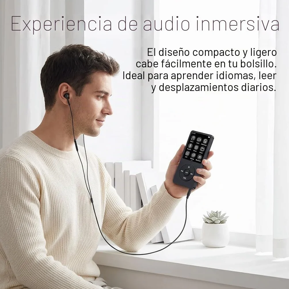 Reproductor MP3 MP4 32GB Bluetooth 5.0 Altavoz HD Pantalla TFT 1.8" Ampliable 128GB