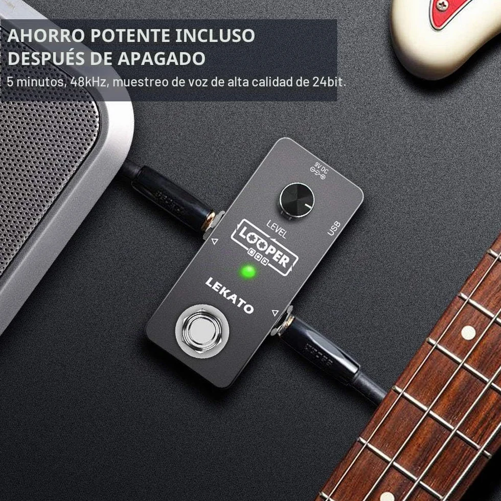 LEKATO Pedal de efectos Looper para guitarra, bajo y teclado, 5 minutos, grabación ilimitada de overdub