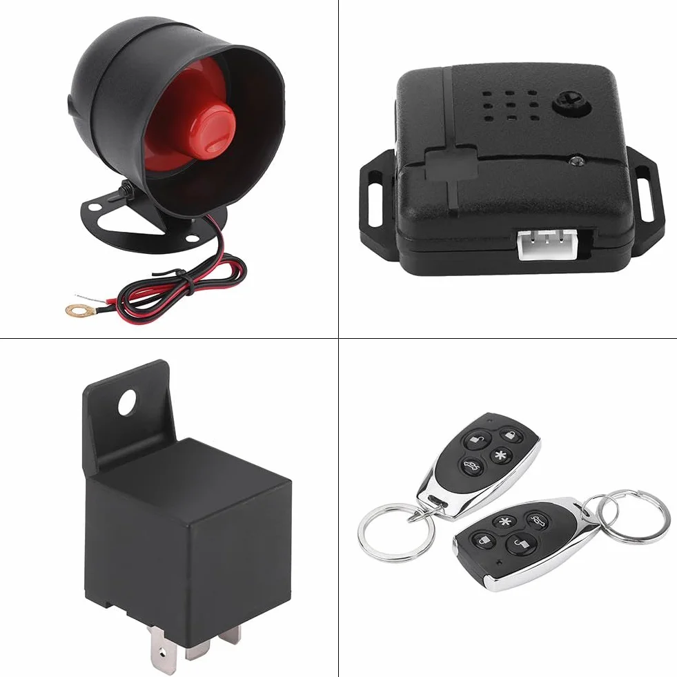 Sistema de Seguridad para Automóvil, Sistema de Protección de Seguridad de Alarma de Automóvil Universal Entrada Sin Llave con 2 Controles Remotos Sirena