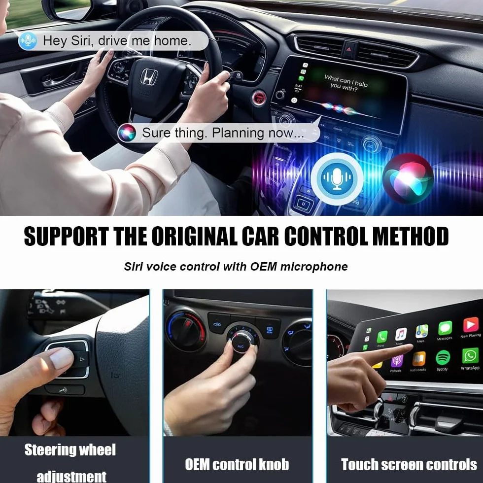 Adaptador Carplay Inalambrico, 2 en 1 Carplay Coche Convierte Cable a Inalámbrico, Plug & Play Car Play Inalámbrico, Mini USB Wireless CarPlay Adapter Compatible iOS 10+ y Coches a Desde 2016