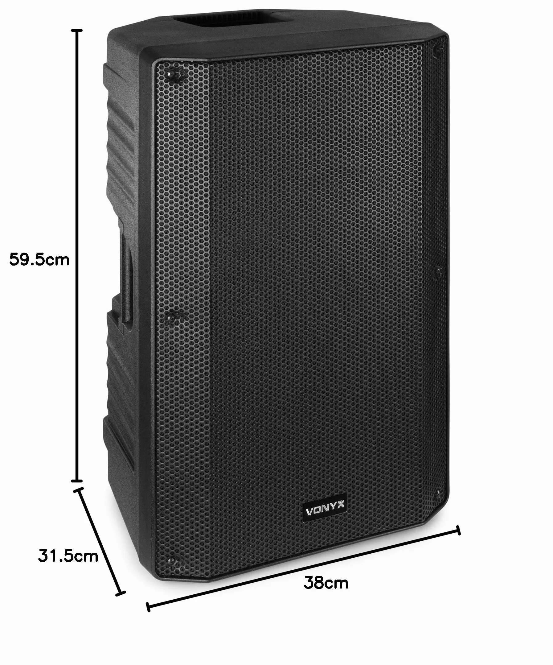 Vonyx VSA12 Altavoz Activo de 800 W biamplificado con woofer de 12" Entrada de micrófono y Guitarra, para música, Voz