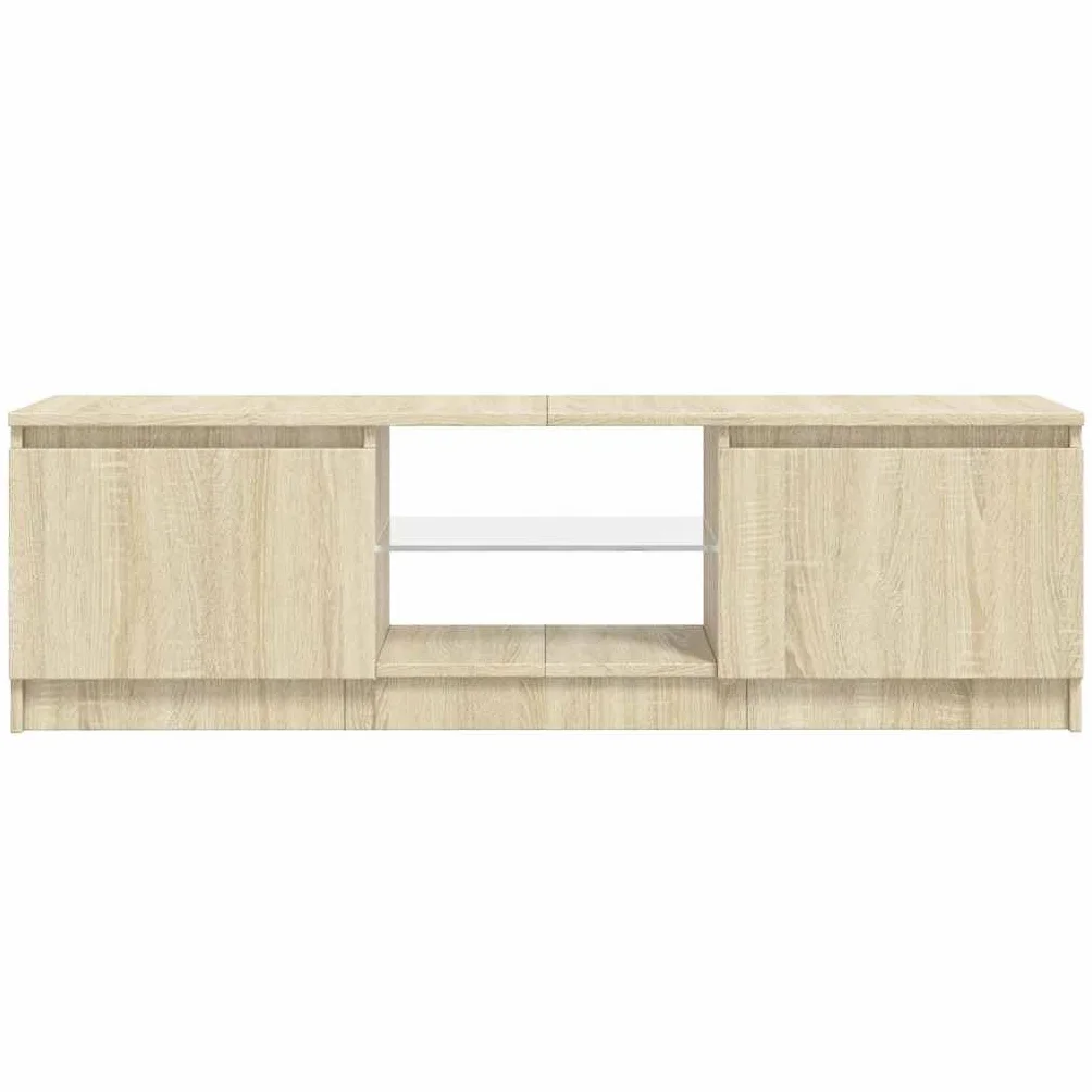vidaXL Armario TV con Luces LED Soporte Mobiliario Aparador Estante Salón Sala de Estar Dormitorio Decoración Roble Sonoma 120x30x36 cm