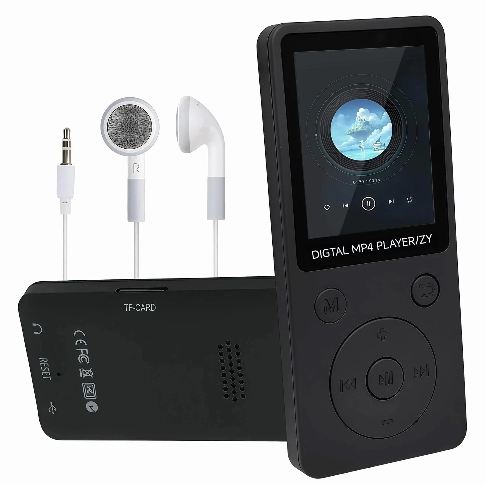 Reproductor MP3 Bluetooth 5.0 32GB con Altavoz, Pantalla 1.8", Radio FM, Auriculares Incluidos Negro