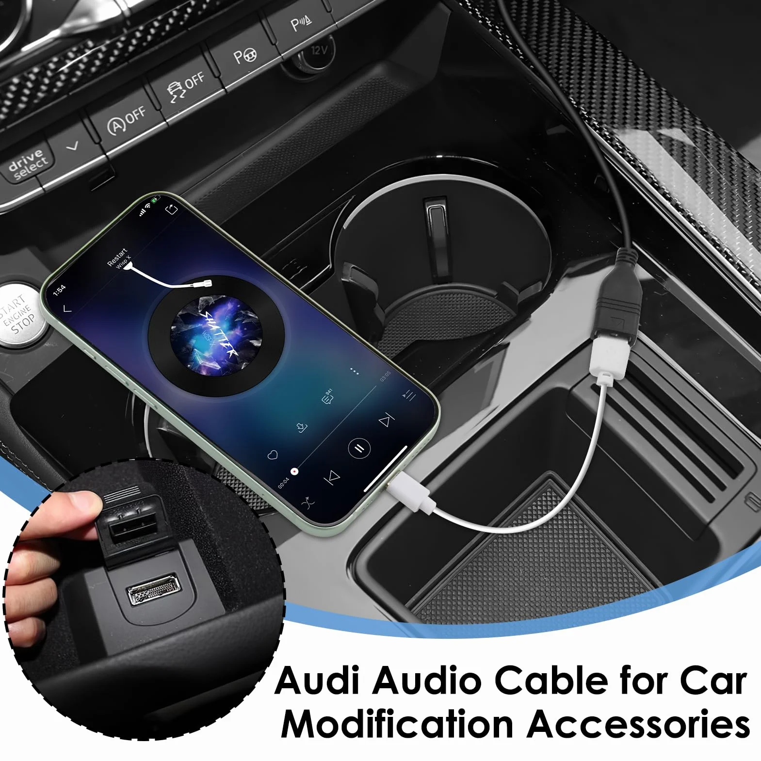 teasteam Cable de Audio USB Adaptador MP3 AMI MMI para Audi, Interfaz de Música Audioproject Compatible con Audi A3 A4 Q5 Q7 Volkswagen VW Golf Mk6 Passat Tiguan (1 Metro)