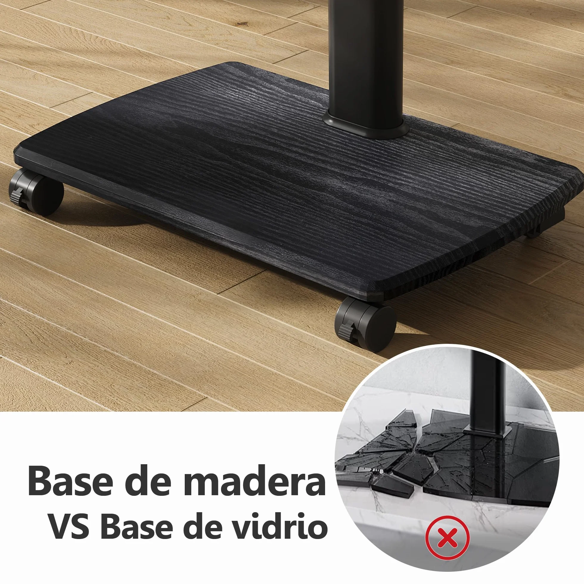 FITUEYES Soporte TV con Ruedas Serie E Base Madera 32-70 Pulgadas MAX VESA 600x400mm Giratorio Ajuste Altura