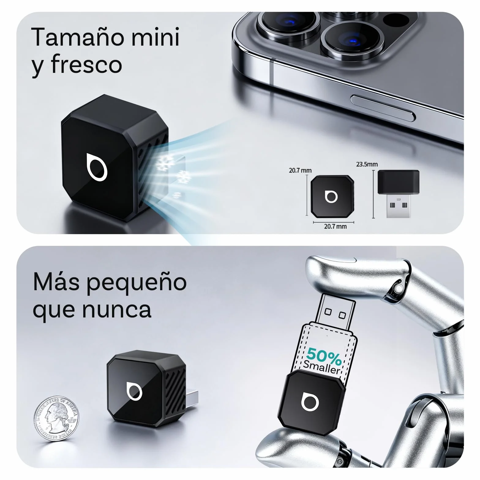 OTTOCAST Mini Pot 2026, Adaptador inalámbrico 2 en 1 para CarPlay y Android Auto, Compatible iOS 10+/Android 11+ y Coches con Carplay Desde 2016, Plug & Play, USB-A/Tipo C, Actualización OTA, Negro