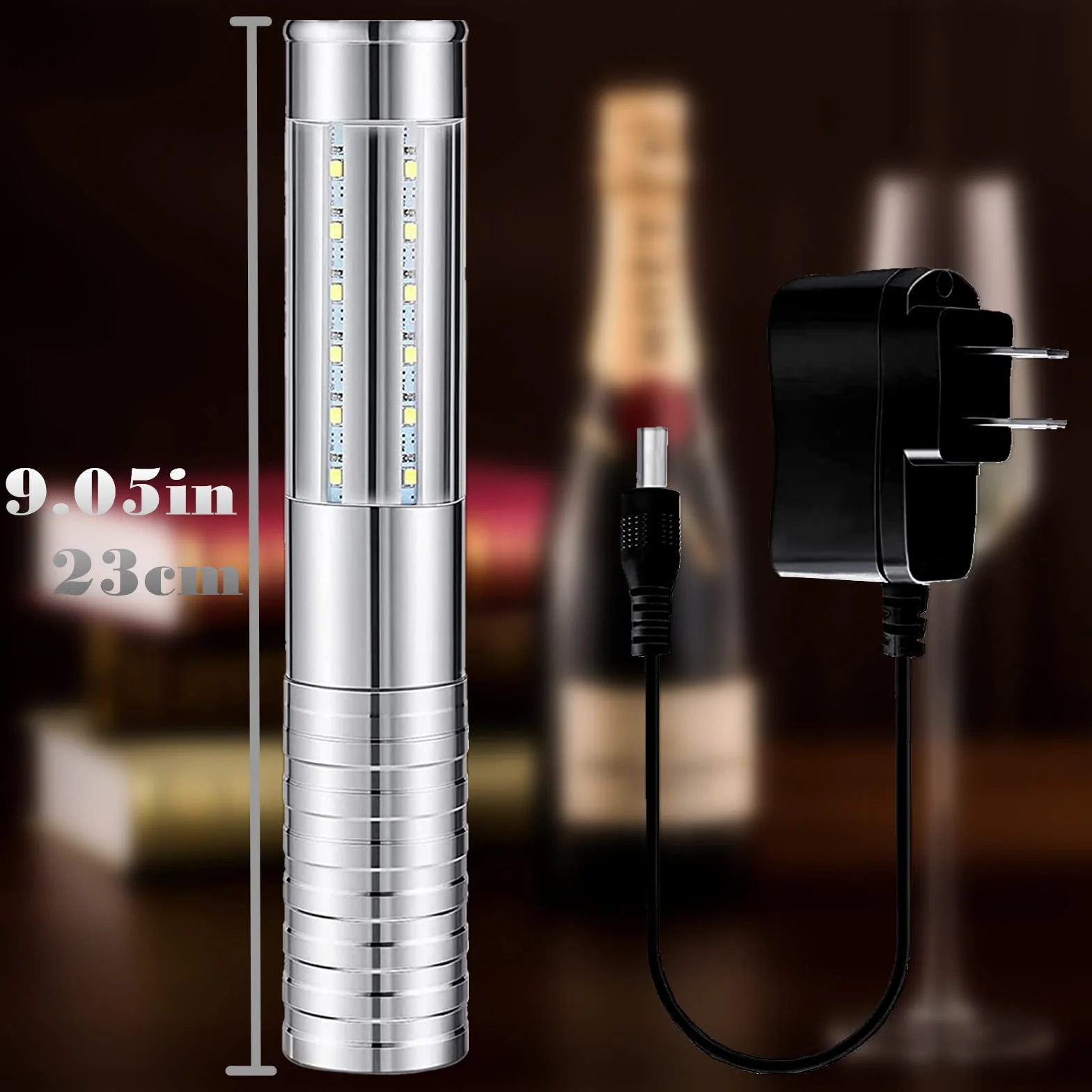 Luz estroboscópica LED de bastón de 4 piezas para servicio de botellas, barra recargable, botella de champán, LED de mano para escenario, discoteca, boda, fiesta, concierto, evento, bar, color