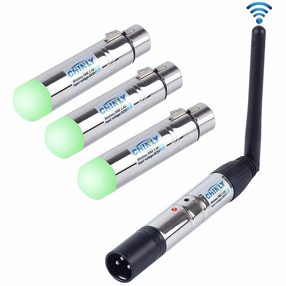 CHINLY 4pcs DMX512 2,4G ISM Transmisor/Receptor XLR Inalámbrico Macho/Hembra Control De Luz LED Versión Corta Para DJ LED Stage Bar Party Light