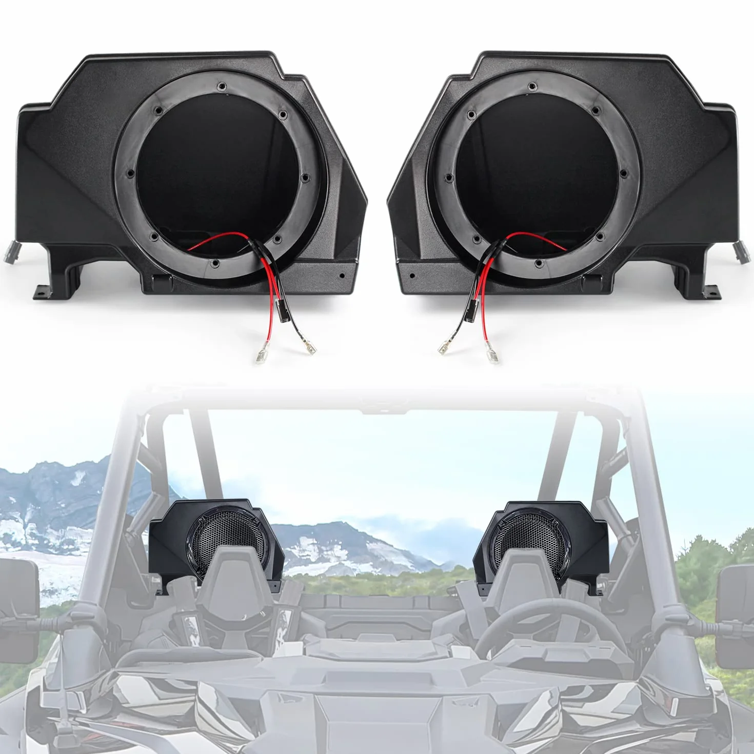 Kit de carcasas para altavoces de 6.5 pulgadas compatible con Polaris RZR PRO XP XP4 2020 2021 2022, accesorios impermeables para montaje de altavoz (2 unidades, LH+RH)