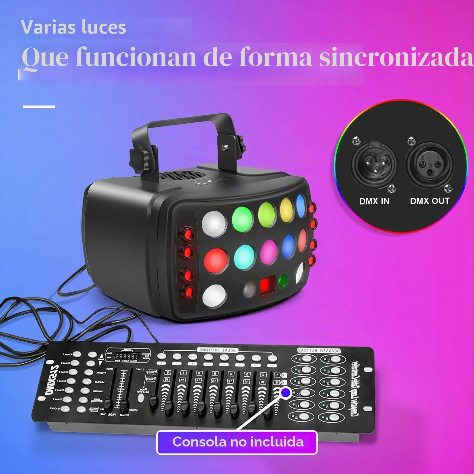 Luz de discoteca para fiestas, DMX 512, foco de efectos LED RGB, proyector de DJ, controlado por música, luces para KTV, bar, reunión familiar, boda, cumpleaños, Halloween