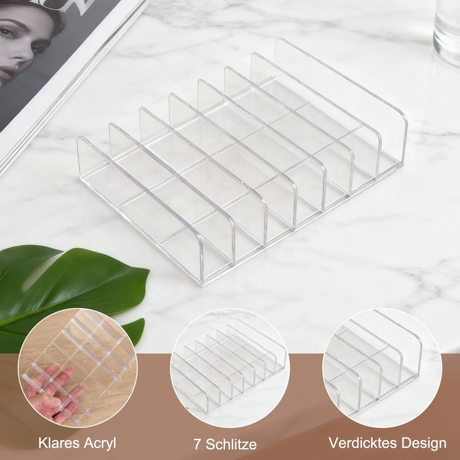 VOSSOT 2 Unidades de Soporte Transparente para CD de Acrílico, Estantería de Almacenamiento para CD/DVD, Organizador de Cosméticos, Tocador, Organizador para Casetes y Juegos, 17 × 12,5 × 4 cm