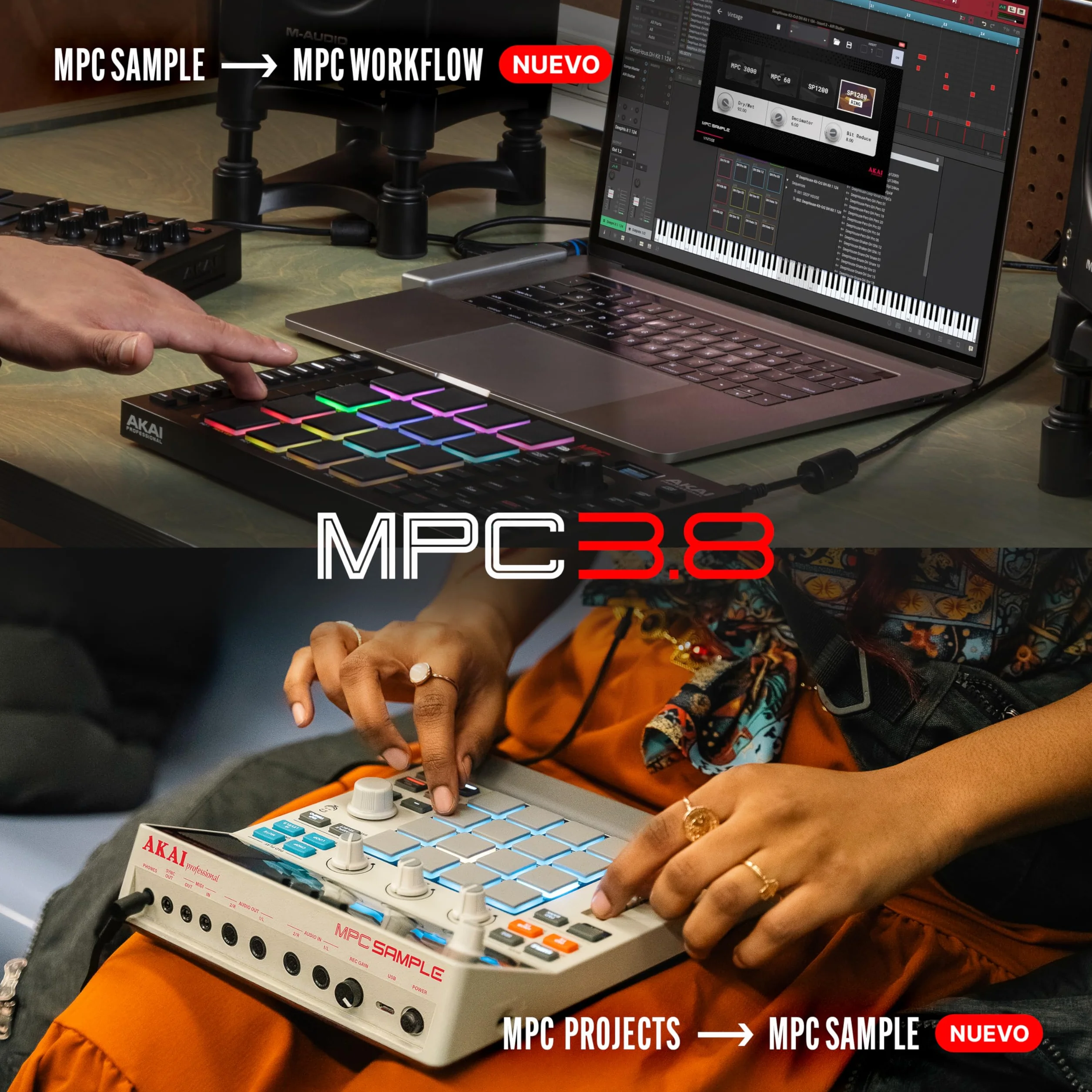 Akai Professional MPC Studio - Controlador MIDI Beat Maker con 16 pads RGB sensibles a la velocidad, software MPC, Touch Strip asignable y pantalla LCD