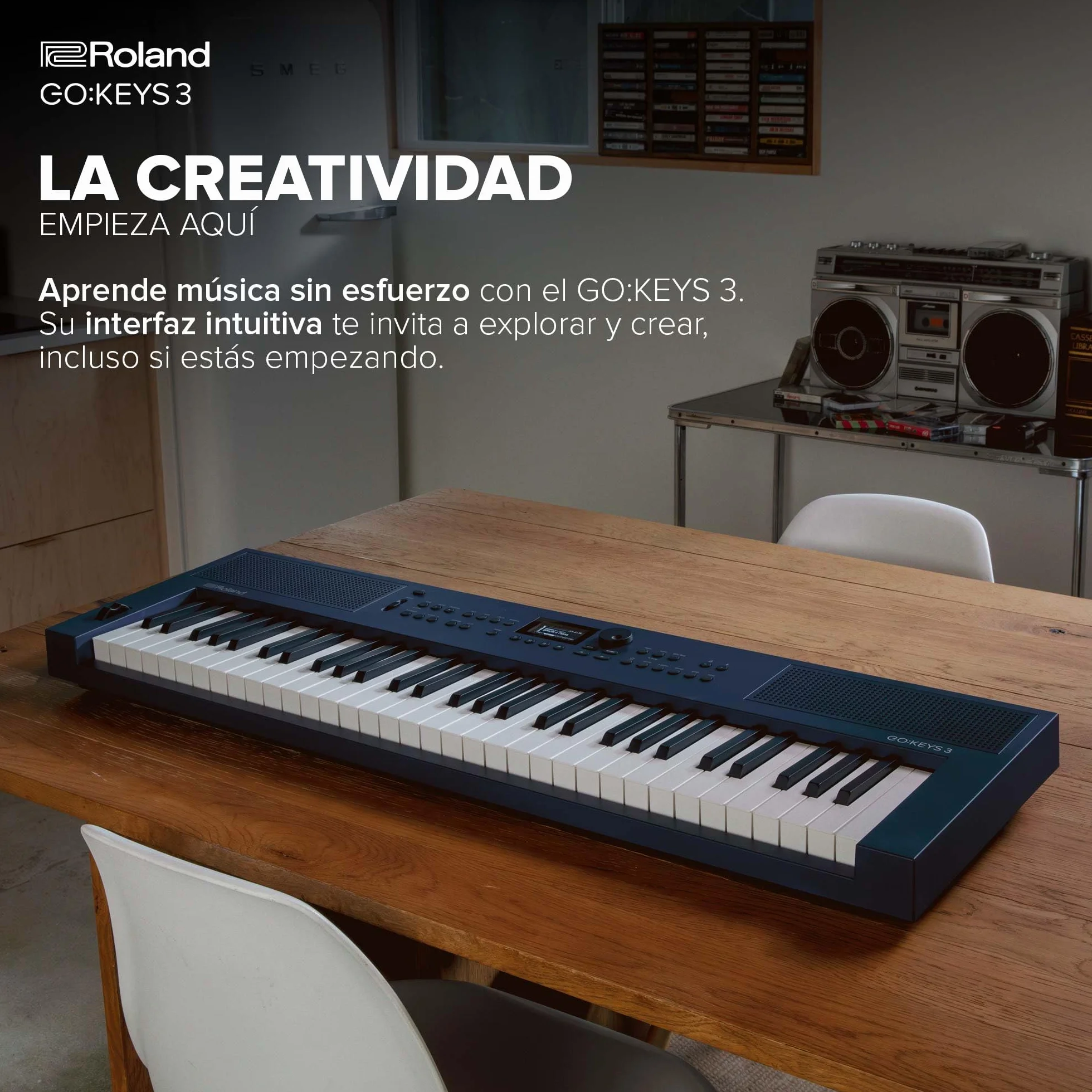 Teclado para creación musical Roland GO:KEYS 3 | Teclado de 61 notas | Generador ZEN-Core con más de 1.000 sonidos integrados | Altavoces estéreo integrados - Azul medianoche