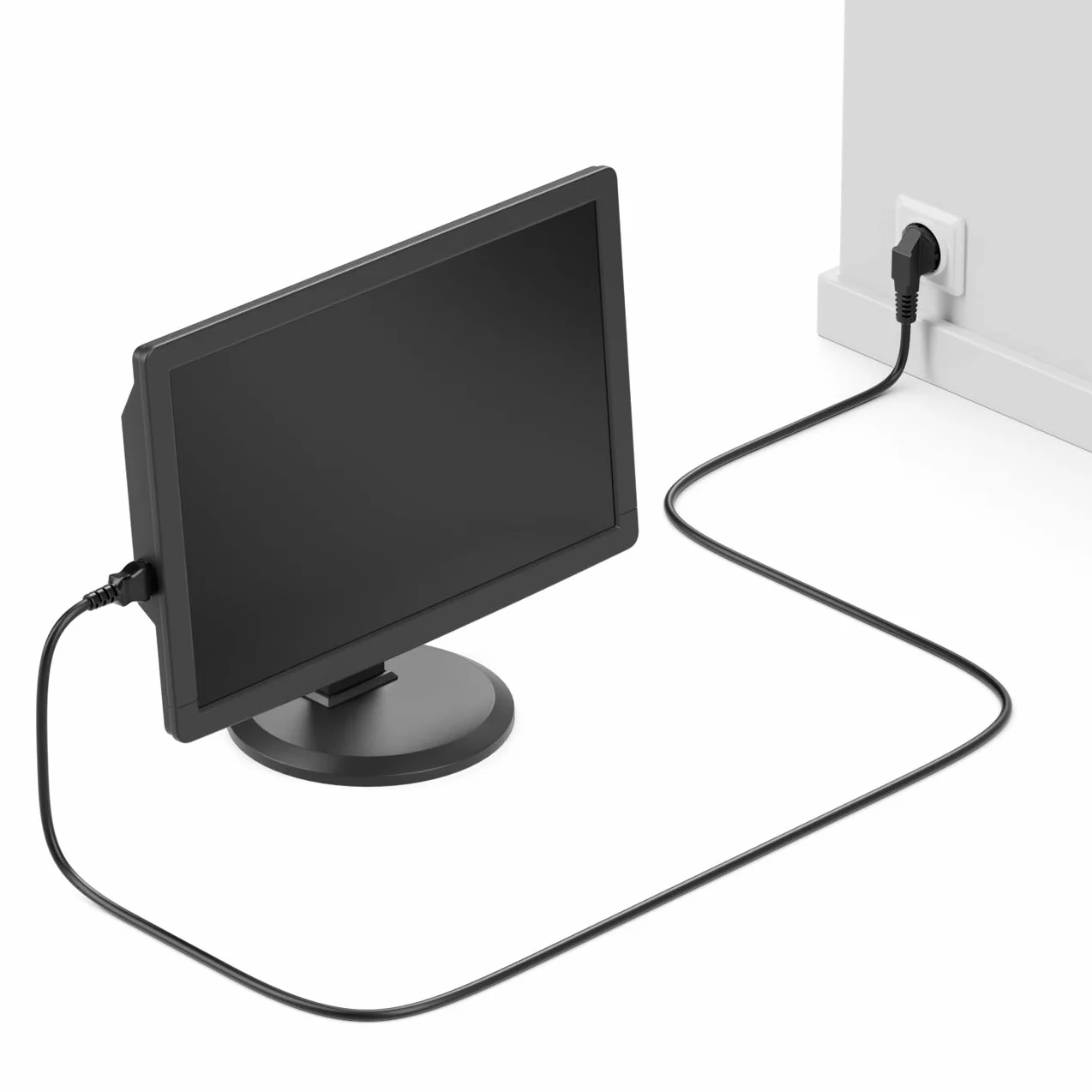 deleyCON 2m Cable Alimentación Tipo F (CEE 7/7) 90° Acodado a C13 Hembra Negro
