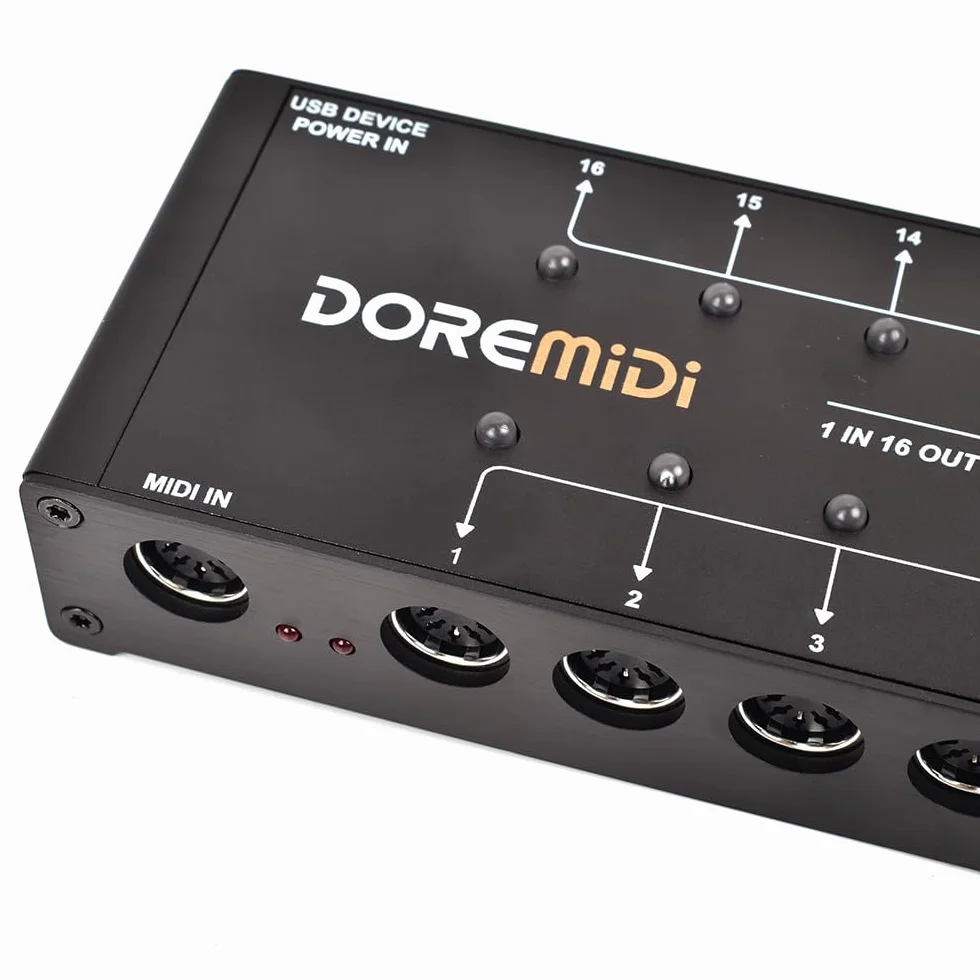 MIDI THRU-16 Box Filter & Switch 1 MIDI Input into 16 MIDI outputs and each MIDI output can edit MIDI filters(THRU-16)