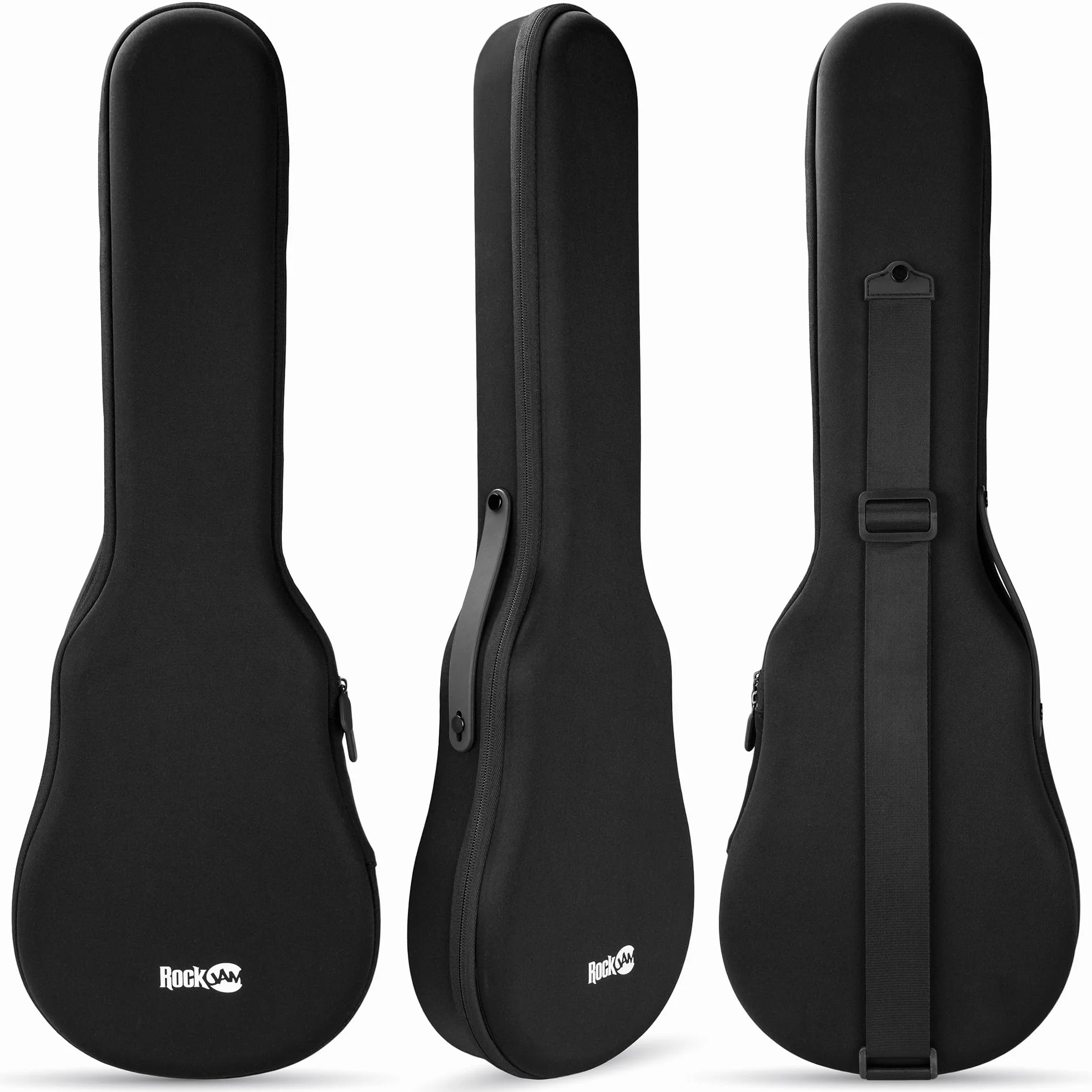 Ukelele RockJam de fibra de carbono con estuche, cejilla y correa