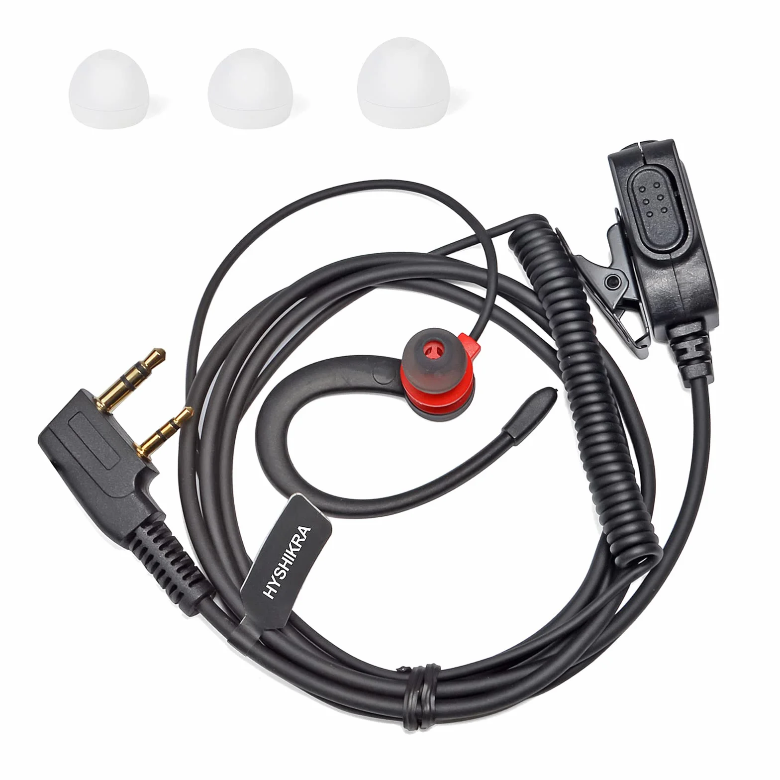 Auricular de Radio Ligero en Forma de G Compatible con retevis Baofeng Kenwood RT24 UV5R TK250 TK320 Walkie Talkie (Rojo, 1 Pack)